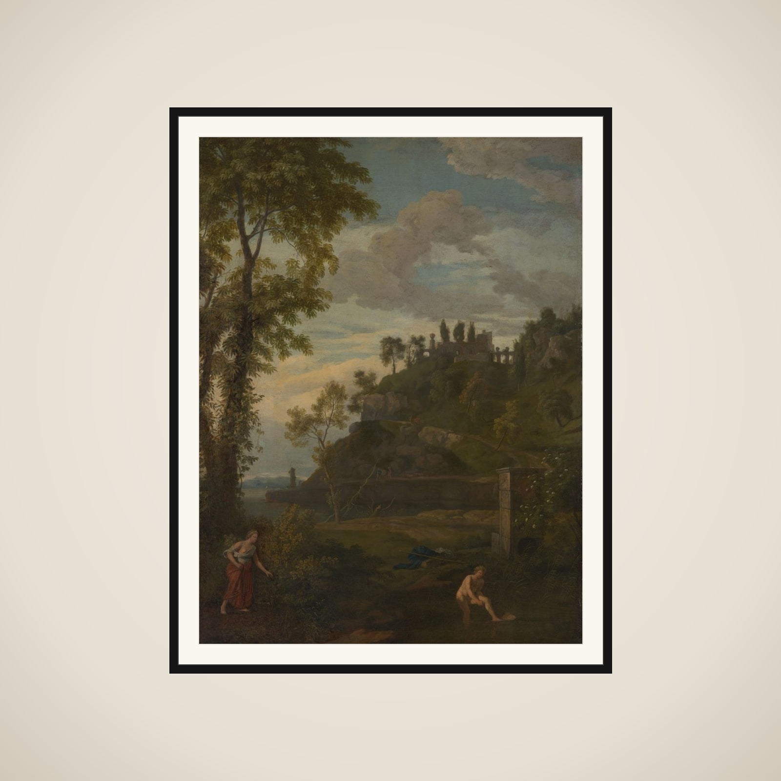 Arcadian Landscape with Salmacis and Hermaphroditus framed