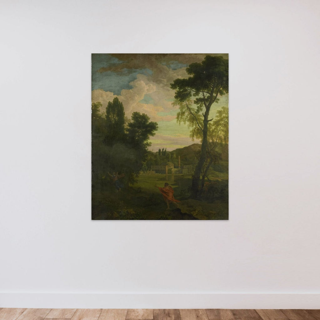 Arcadian Landscape with Jupiter and Io unframed — shown to scale