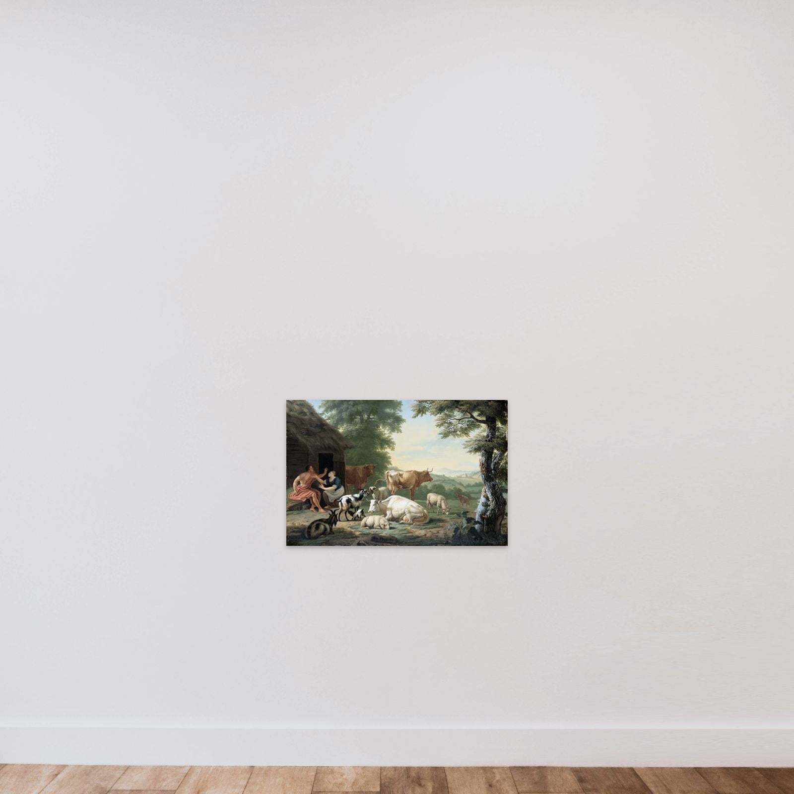 Arcadian Landscape with Shepherds and Cattle unframed — shown to scale