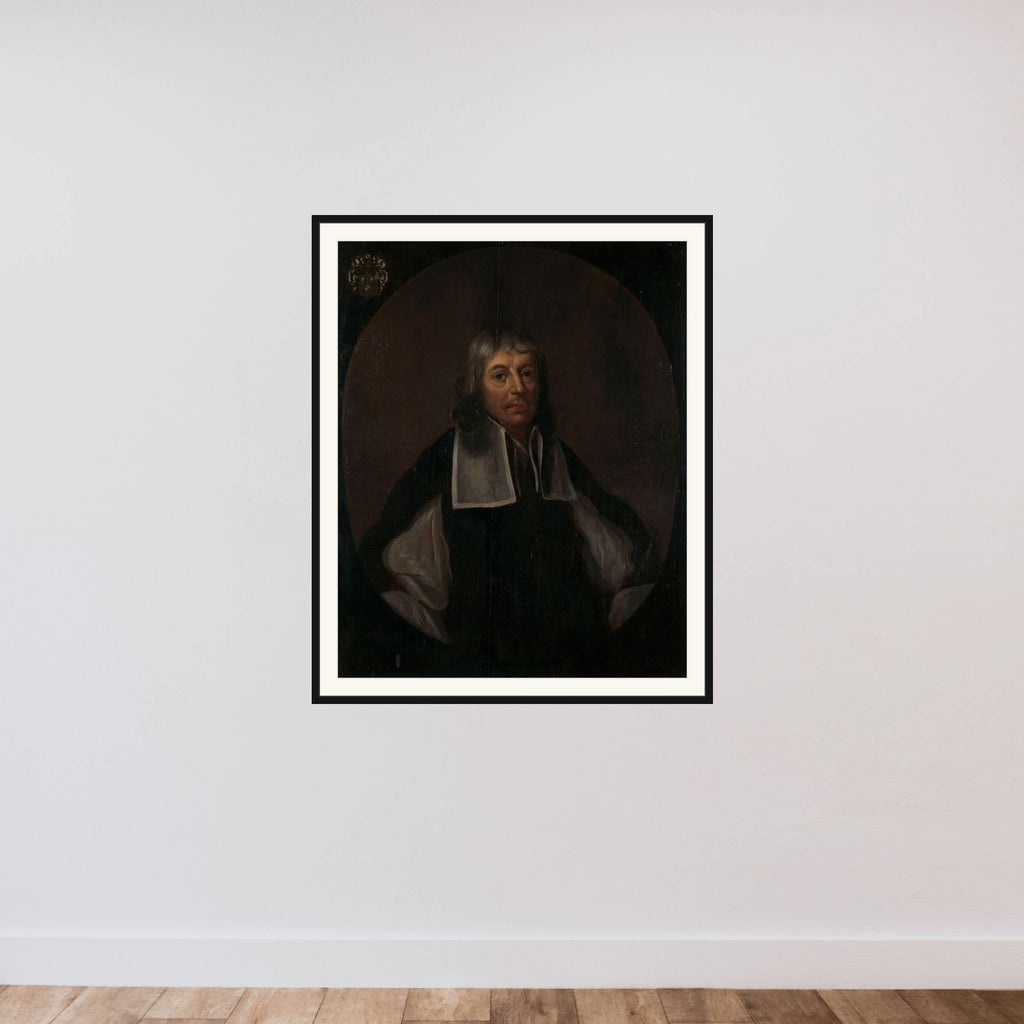Portrait of Joan Maetsuyker, Governor-General of the Dutch East Indies framed — shown to scale