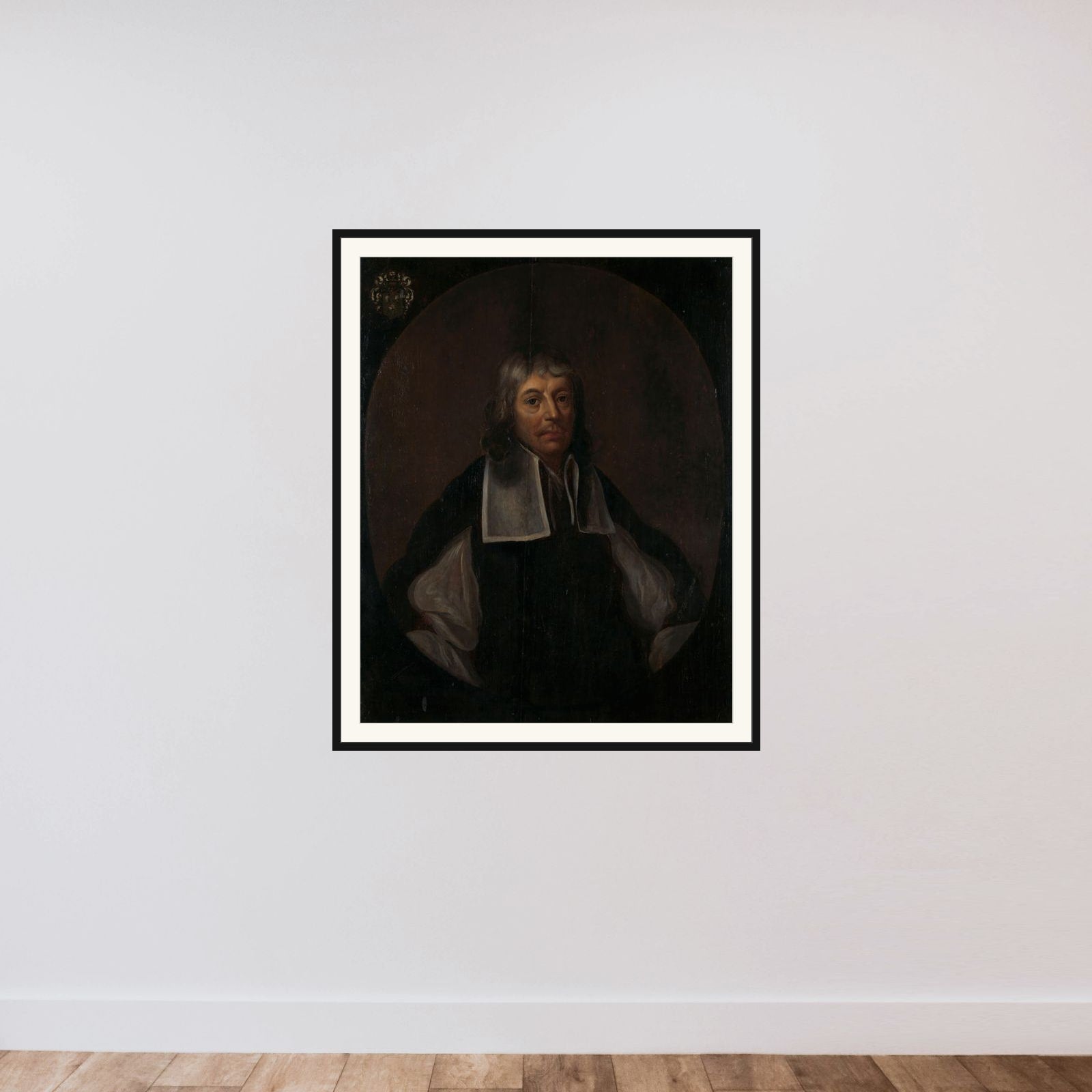 Portrait of Joan Maetsuyker, Governor-General of the Dutch East Indies framed — shown to scale