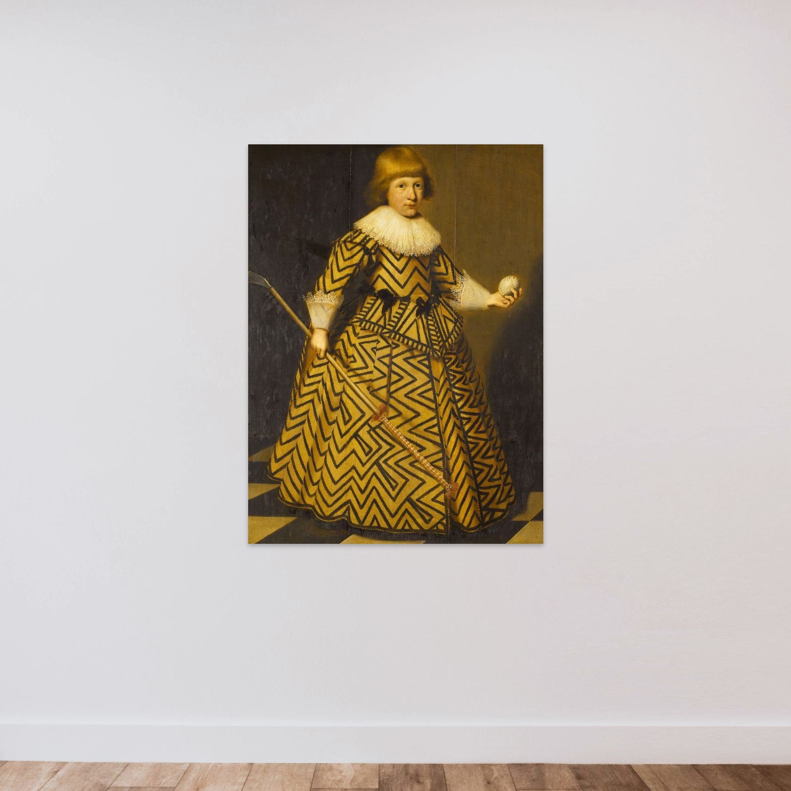 Portrait of a Boy with a Golf Club unframed — shown to scale