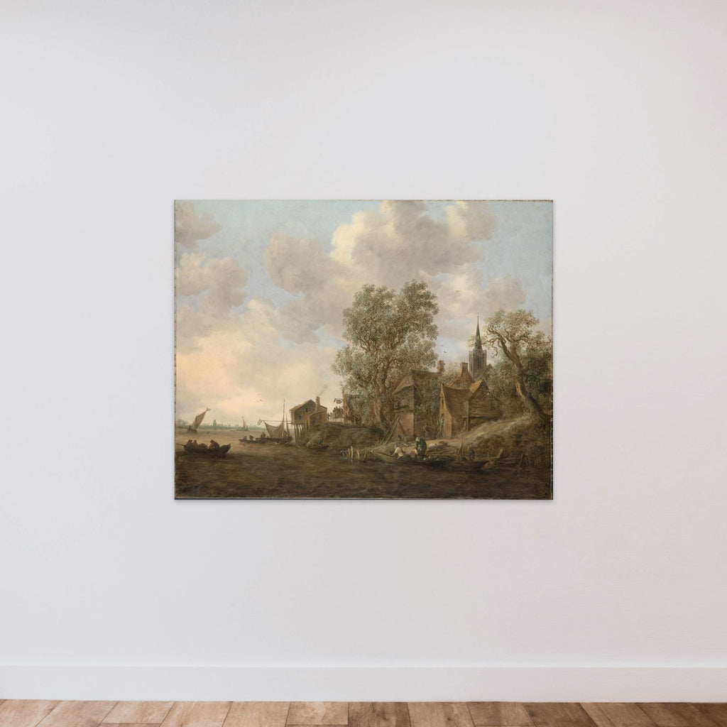 View of a Town on a River unframed — shown to scale