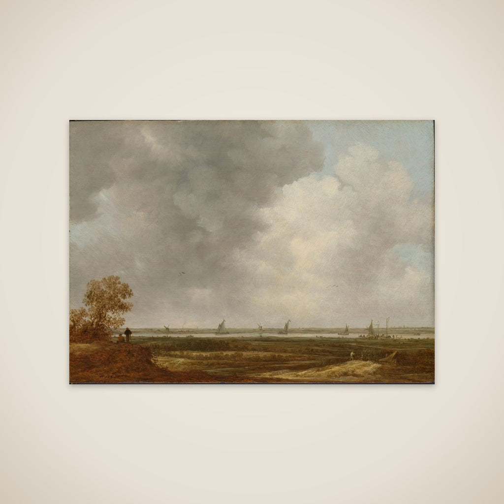 Panoramic View of a River with Low-Lying Meadows unframed print