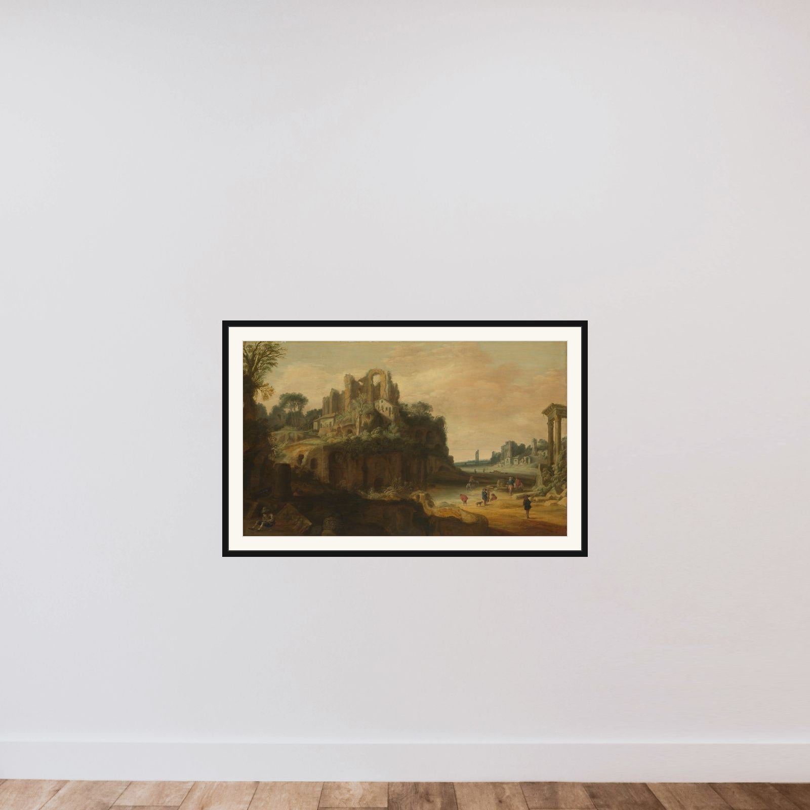Roman Landscape with Ruins framed — shown to scale