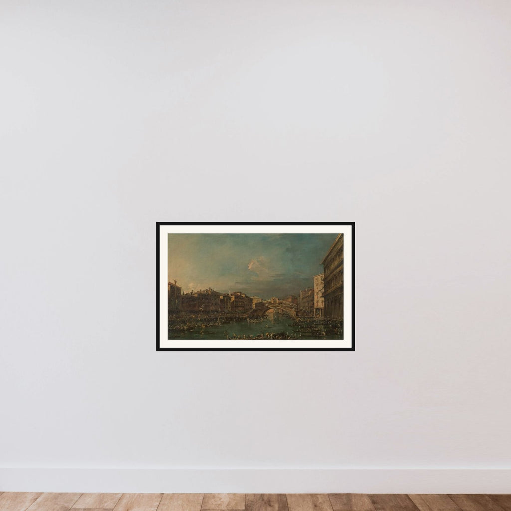 Regatta on the Grand Canal, near the Rialto Bridge, Venice framed — shown to scale