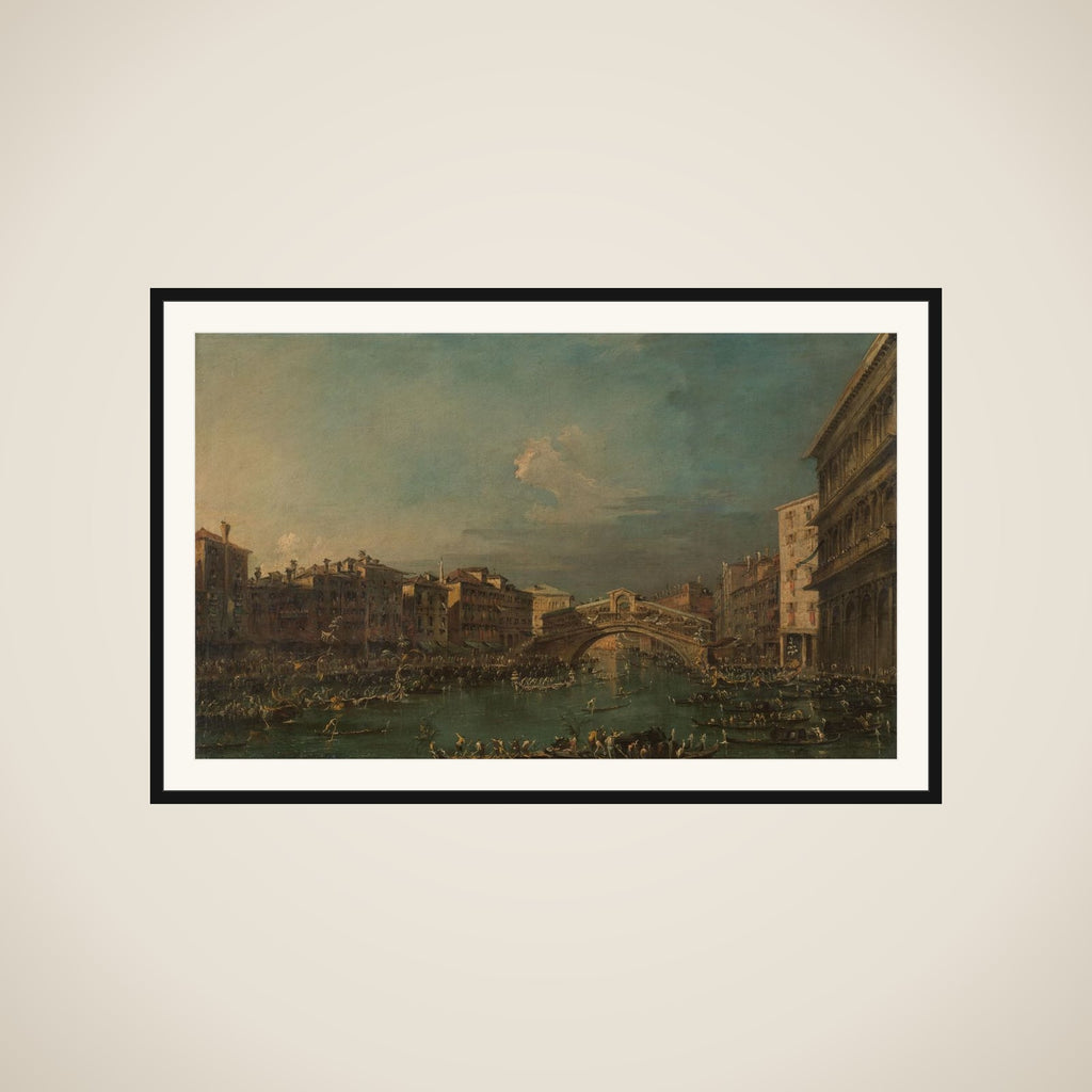 Regatta on the Grand Canal, near the Rialto Bridge, Venice framed
