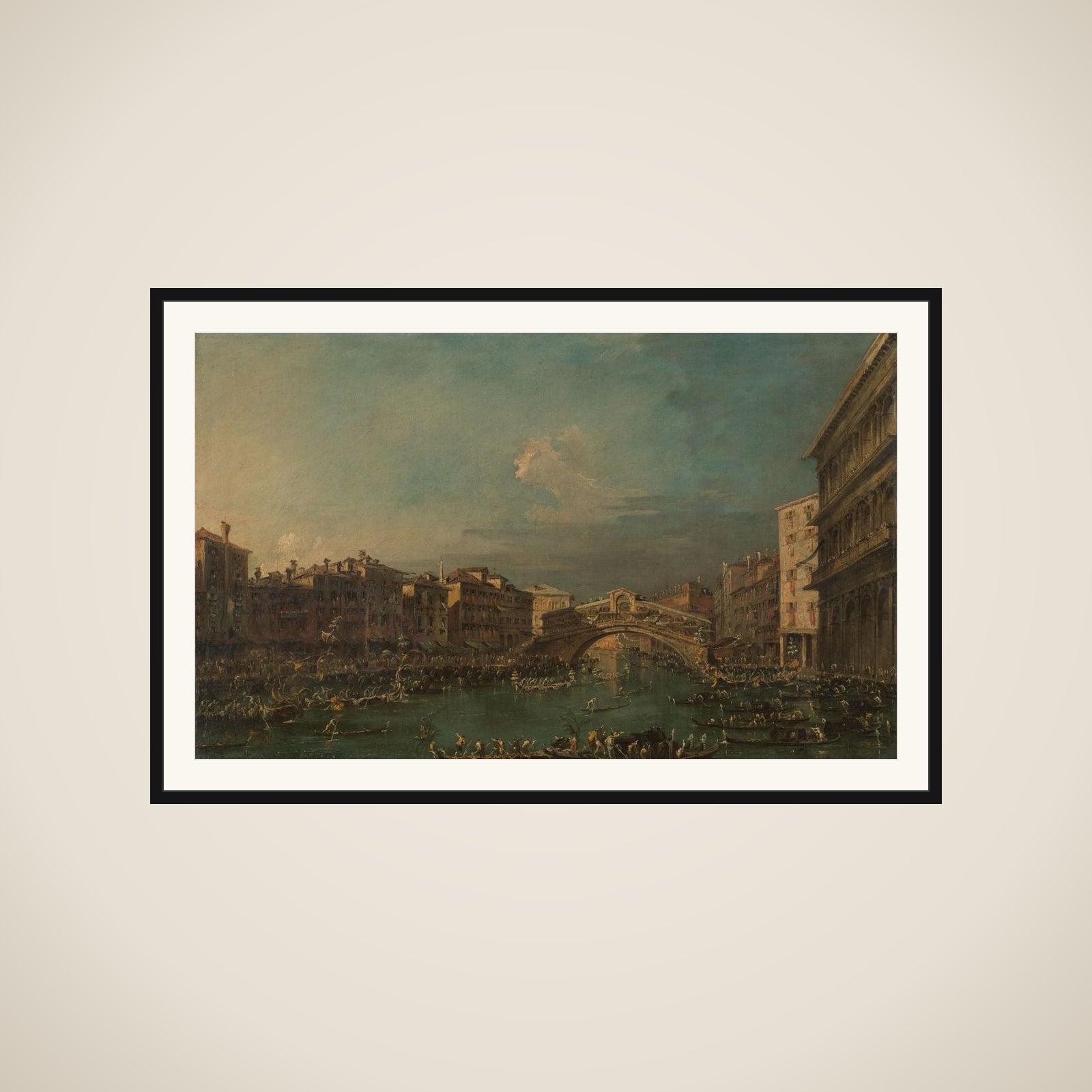 Regatta on the Grand Canal, near the Rialto Bridge, Venice framed