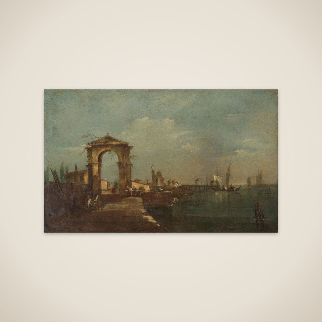 Landscape with a Quay and Ships on a Lake unframed print