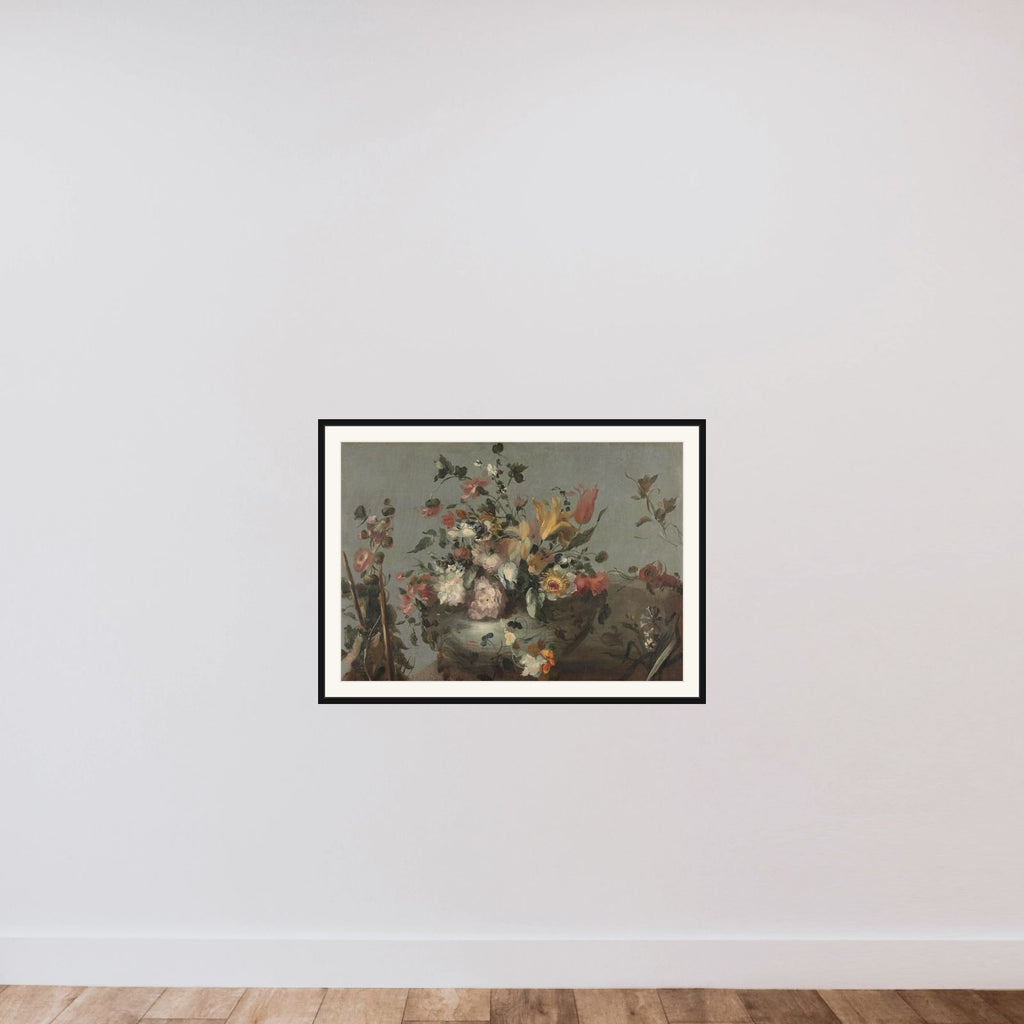 Flowers framed — shown to scale