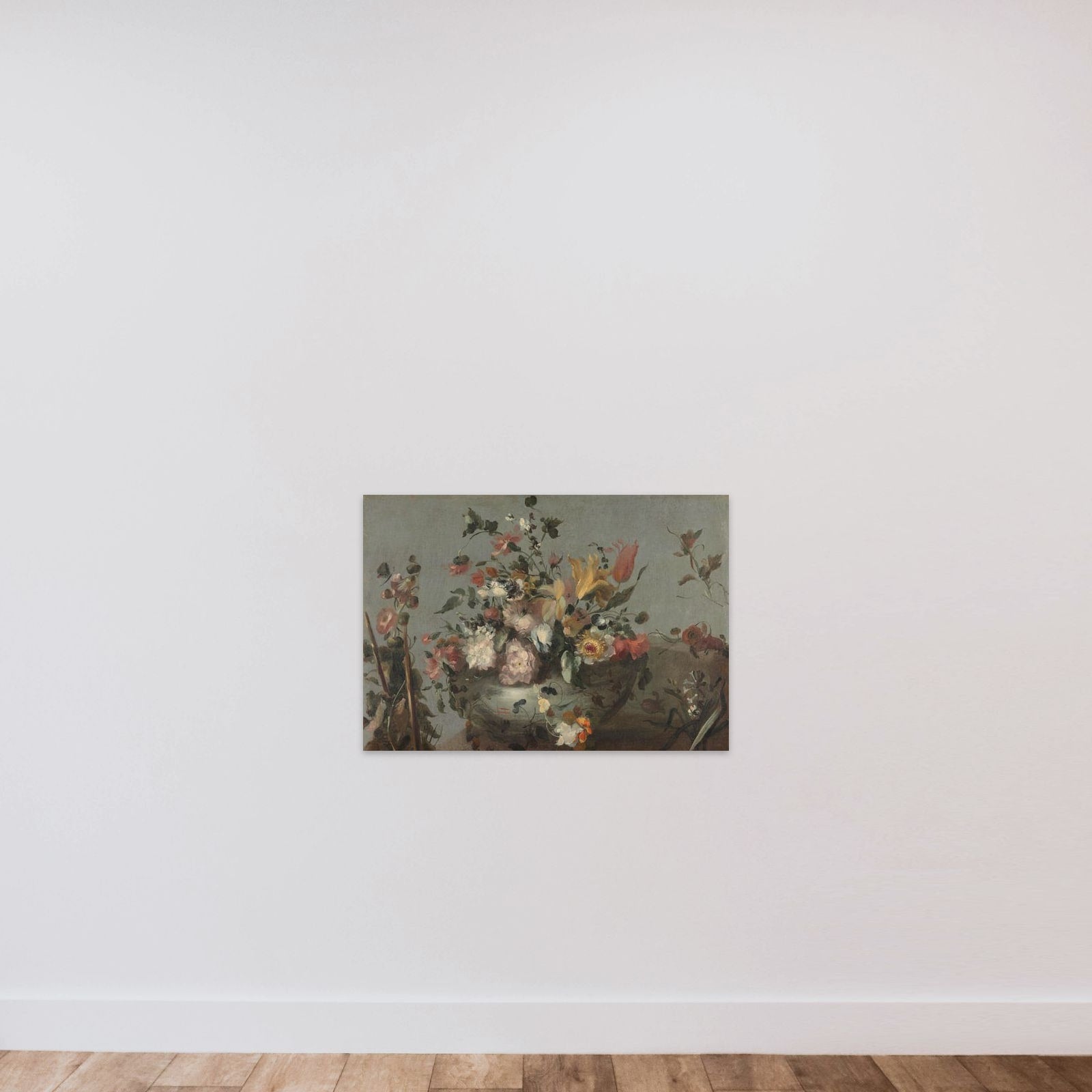 Flowers unframed — shown to scale