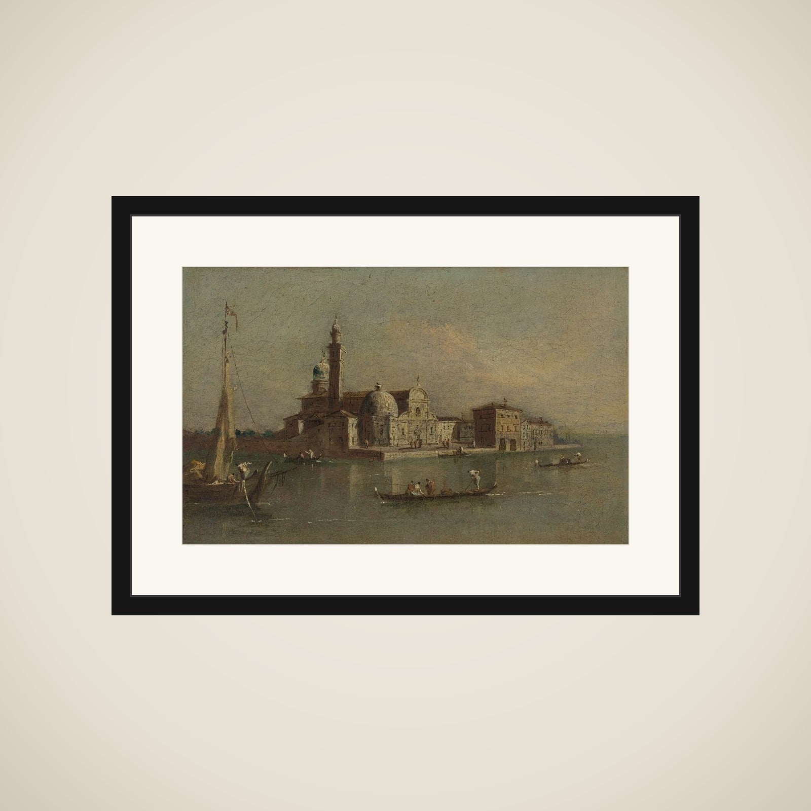 View of the Isola di San Michele in Venice framed