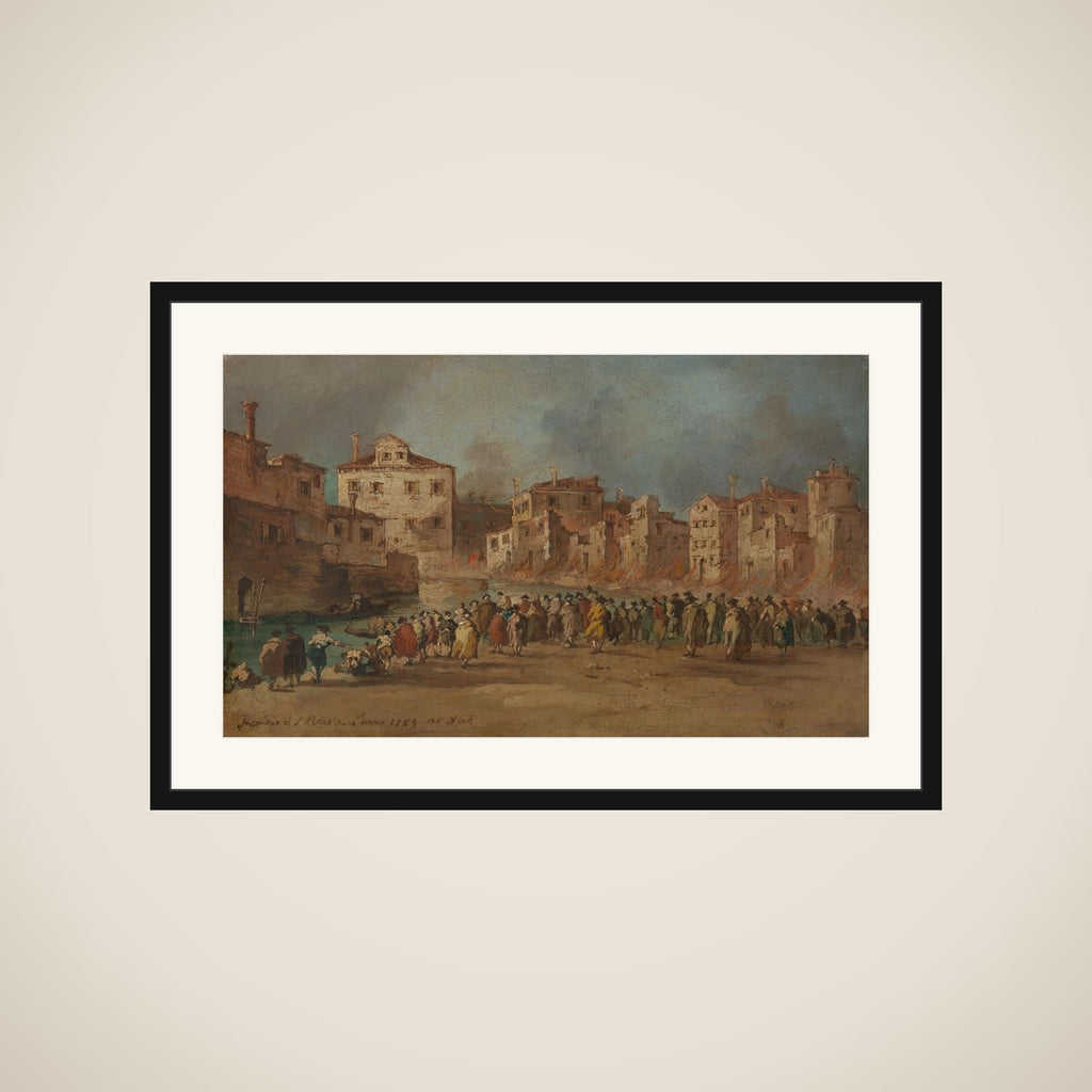 The Fire in the San Marcuola Quarter of Venice, 28 November 1789 framed