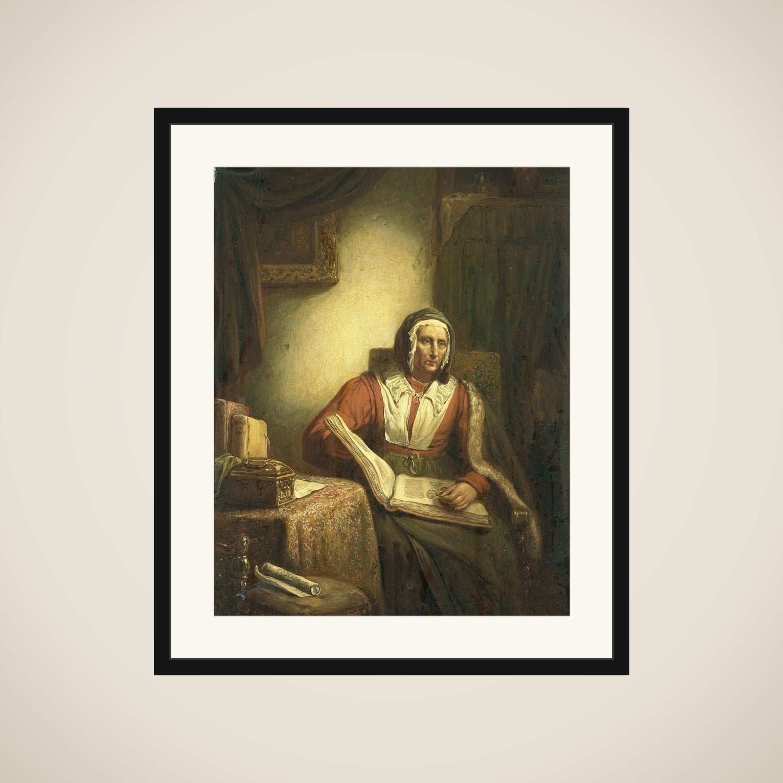 Old Woman Reading framed