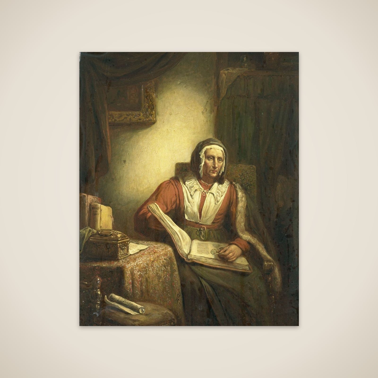 Old Woman Reading unframed print