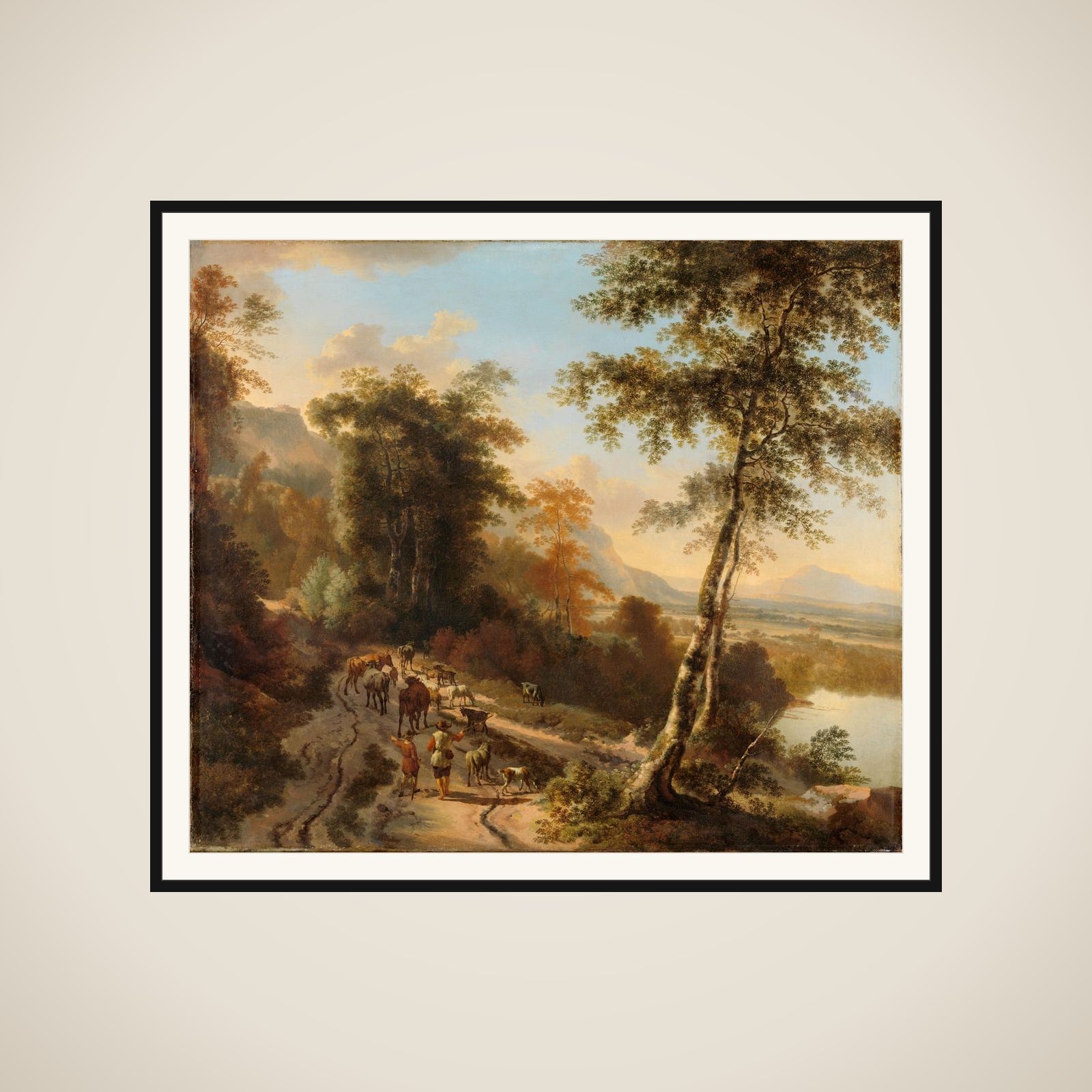Landscape with Cattle Drivers framed