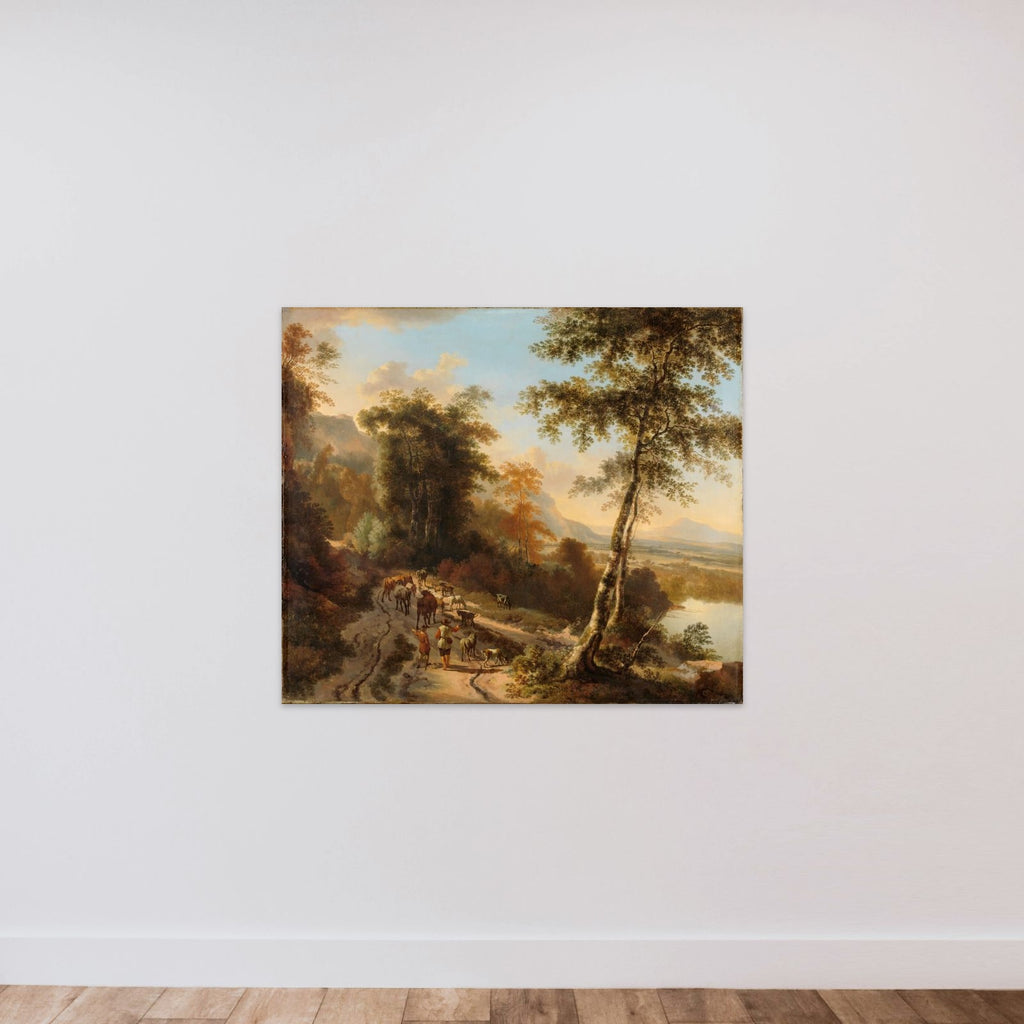 Landscape with Cattle Drivers unframed — shown to scale