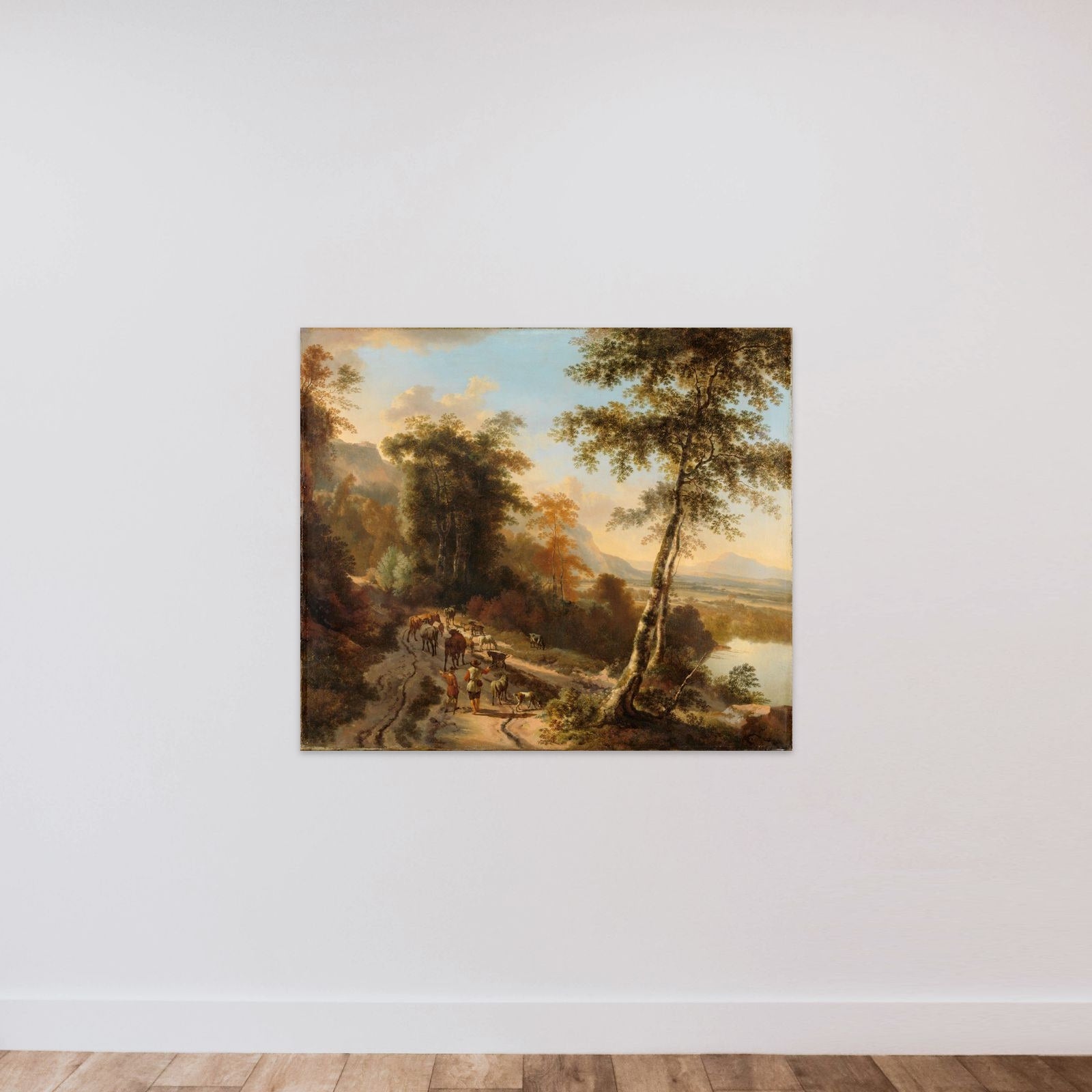 Landscape with Cattle Drivers unframed — shown to scale