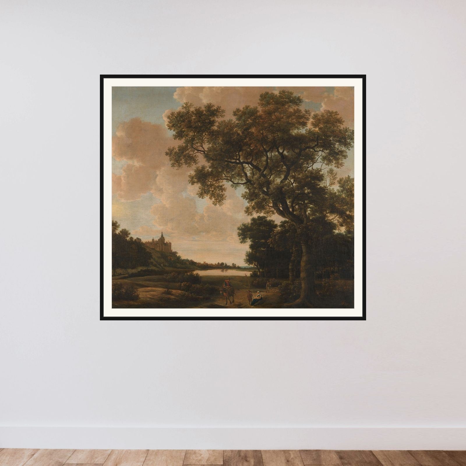 Landscape with the Schwanenburg, Cleves framed — shown to scale