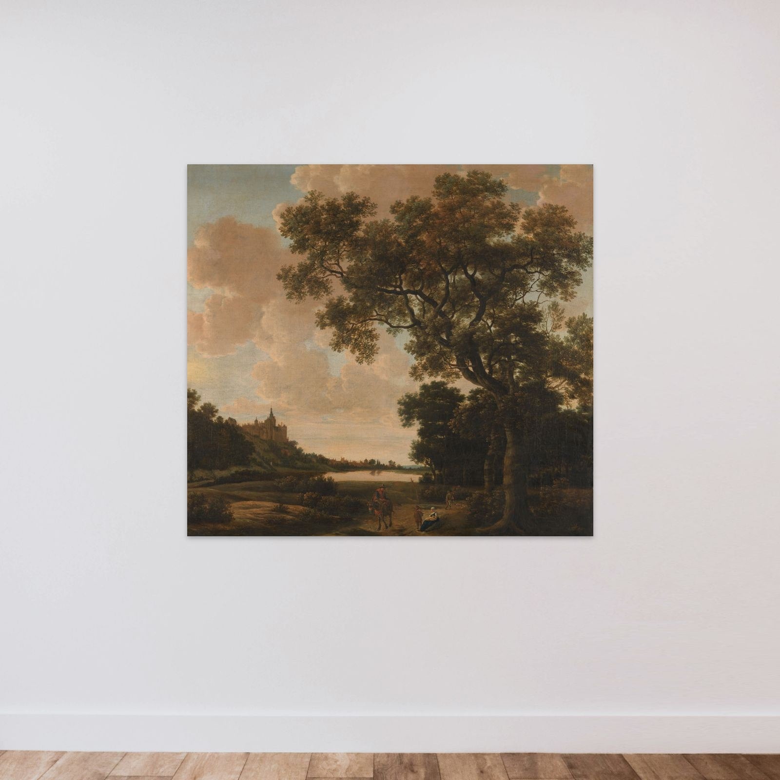 Landscape with the Schwanenburg, Cleves unframed — shown to scale