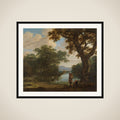 Landscape with Fisherman with a square Net framed