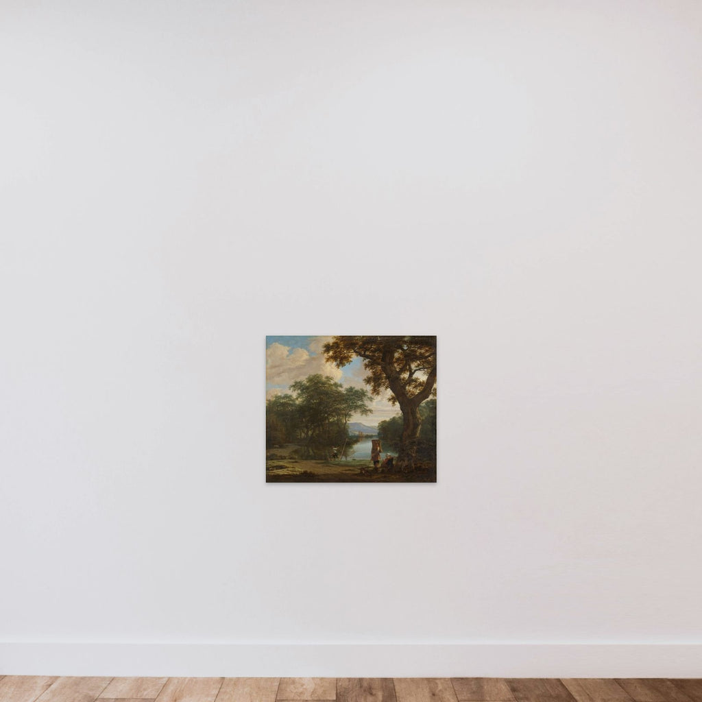 Landscape with Fisherman with a square Net unframed — shown to scale