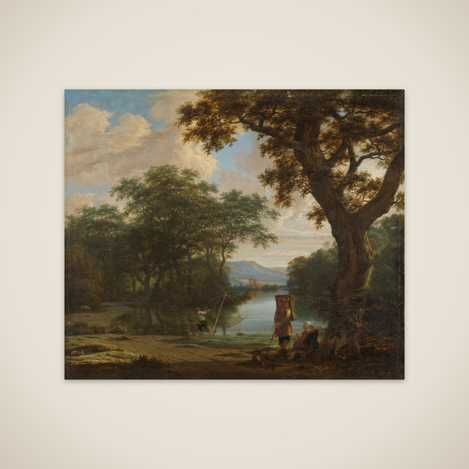 Landscape with Fisherman with a square Net unframed print