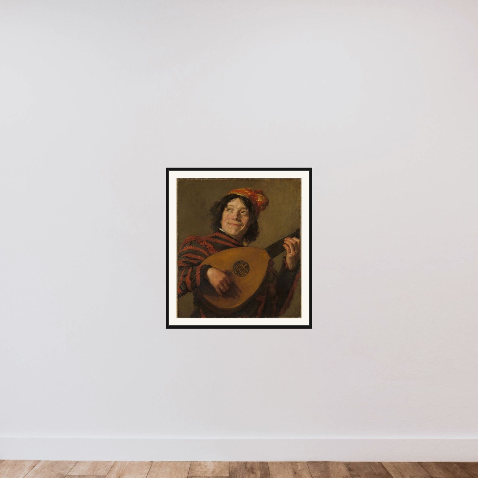 The Lute Player framed — shown to scale