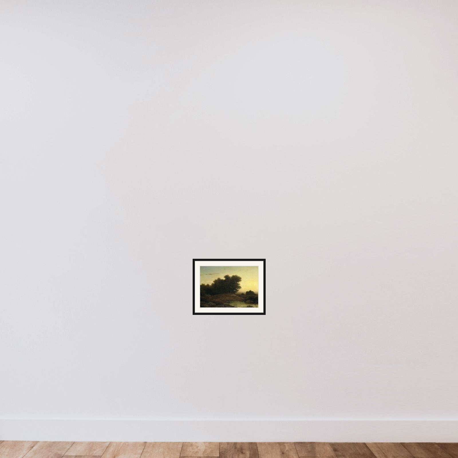 View in the Woods at Sunset framed — shown to scale