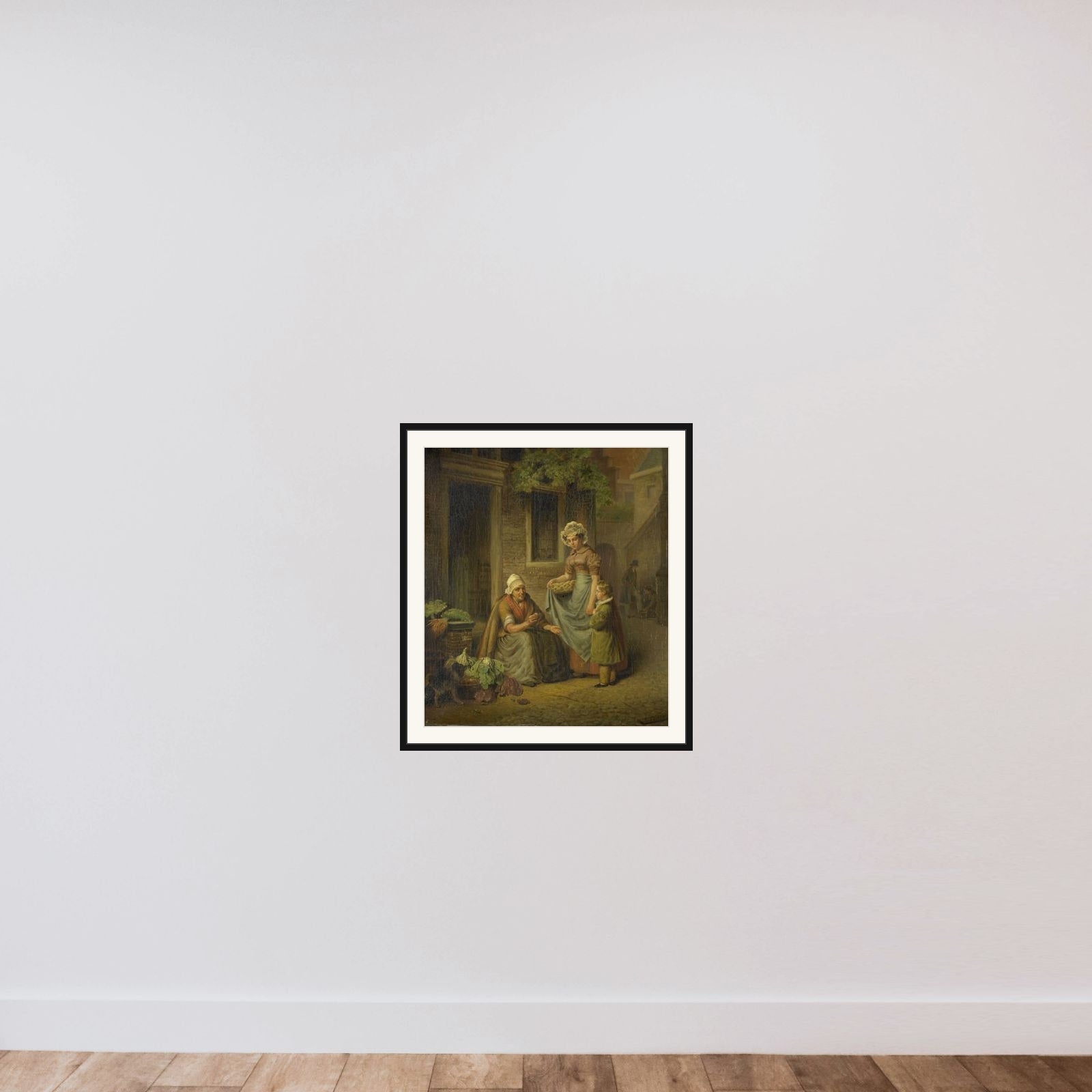 Woman Selling Vegetables framed — shown to scale