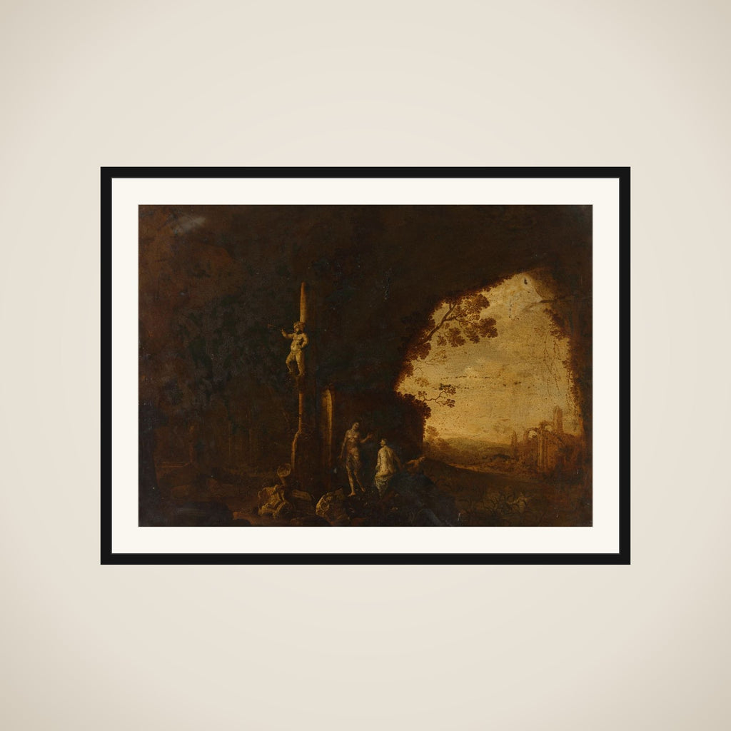 Nymphs in a Cave with Antique Ruins framed