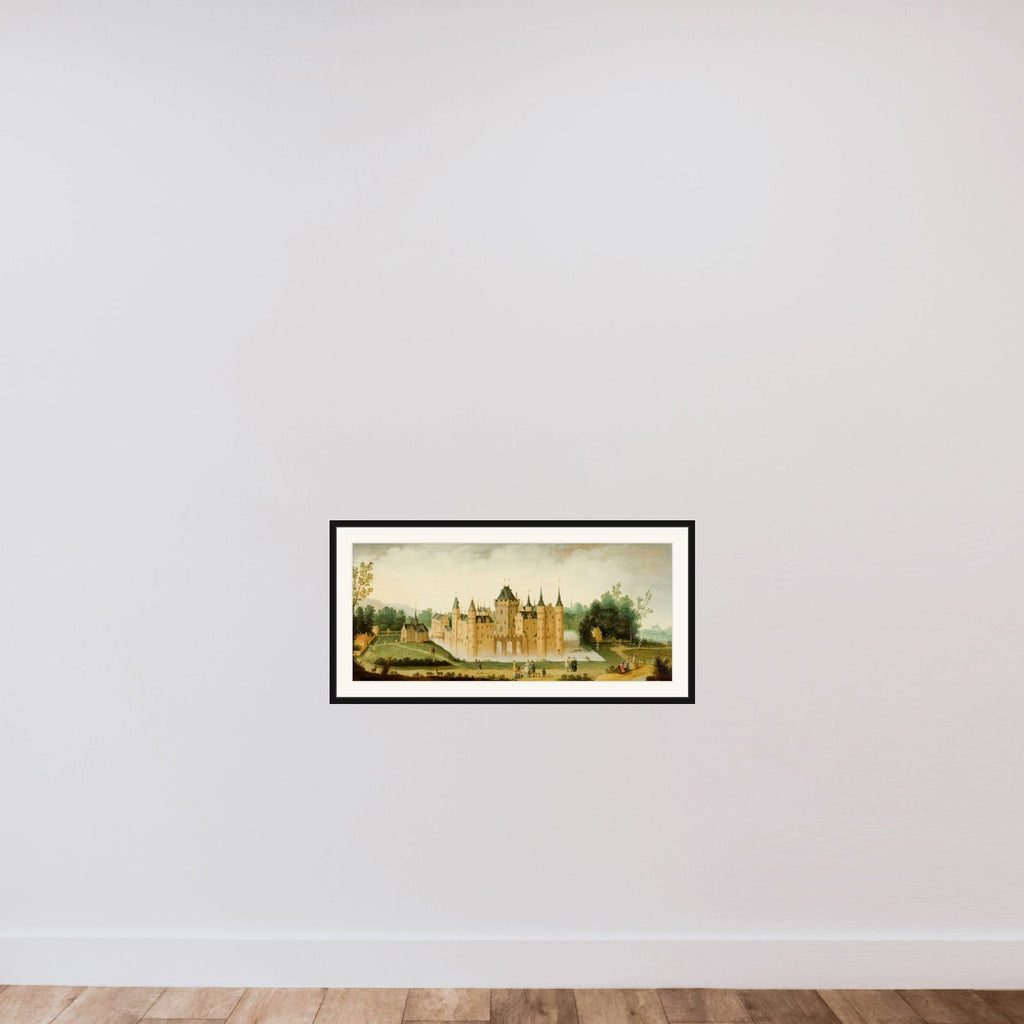 View of the Castle of Egmond aan den Hoef framed — shown to scale