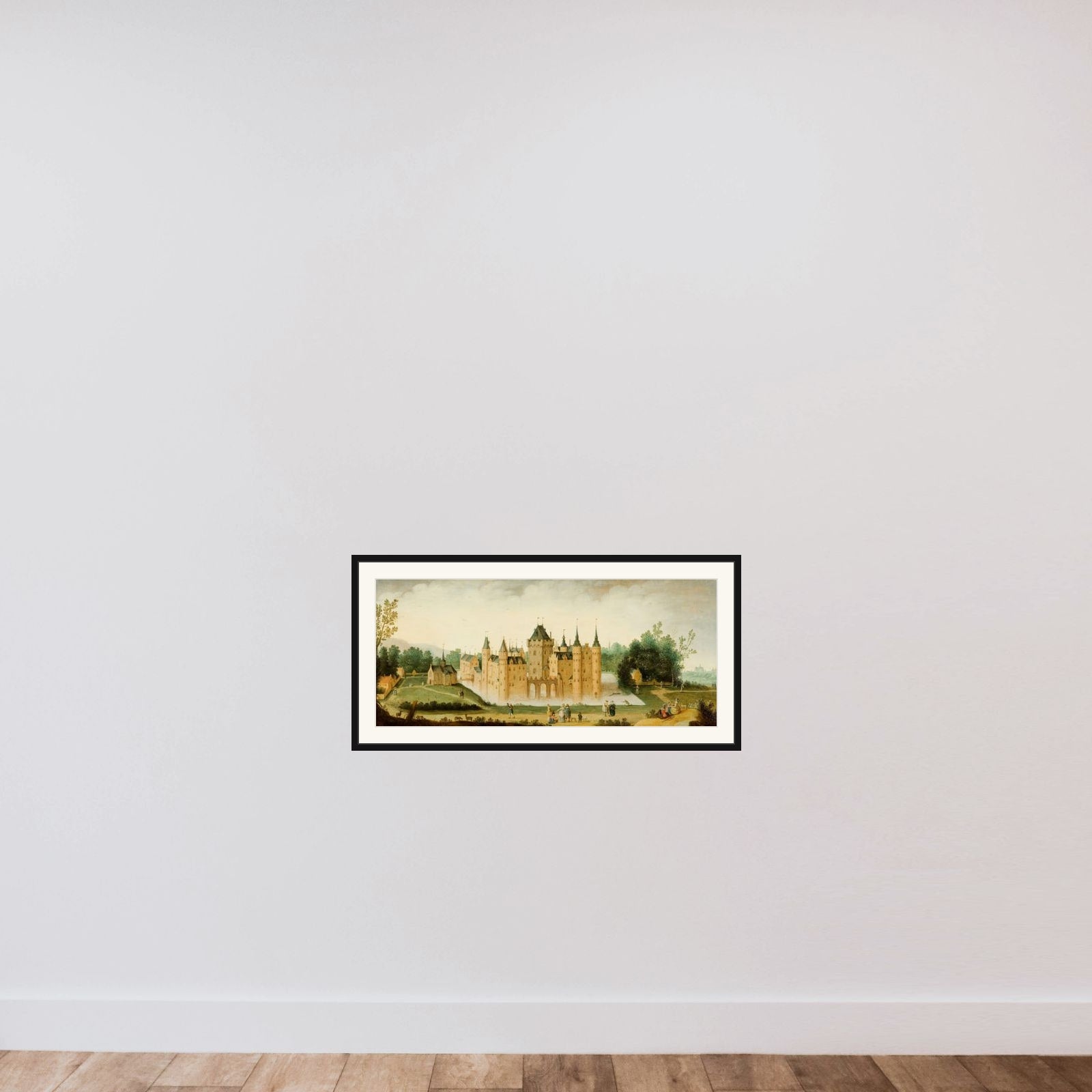 View of the Castle of Egmond aan den Hoef framed — shown to scale