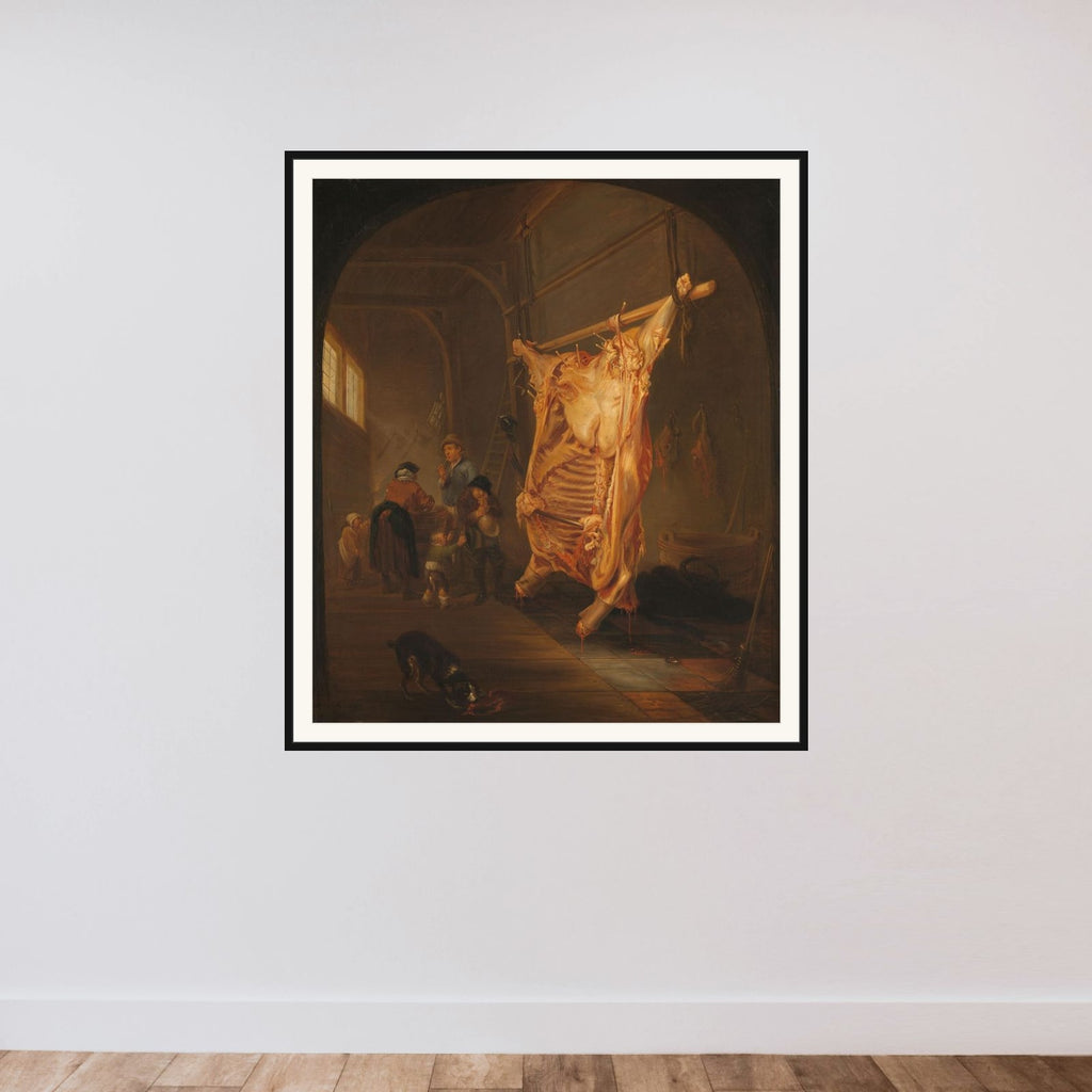 The Slaughtered Ox framed — shown to scale