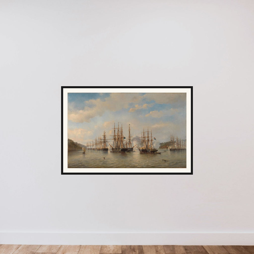 Dutch, English, French and American Squadrons in Japanese Waters during the Expedition led by the French Commander Constant Jaurès, September 1864 framed — shown to scale
