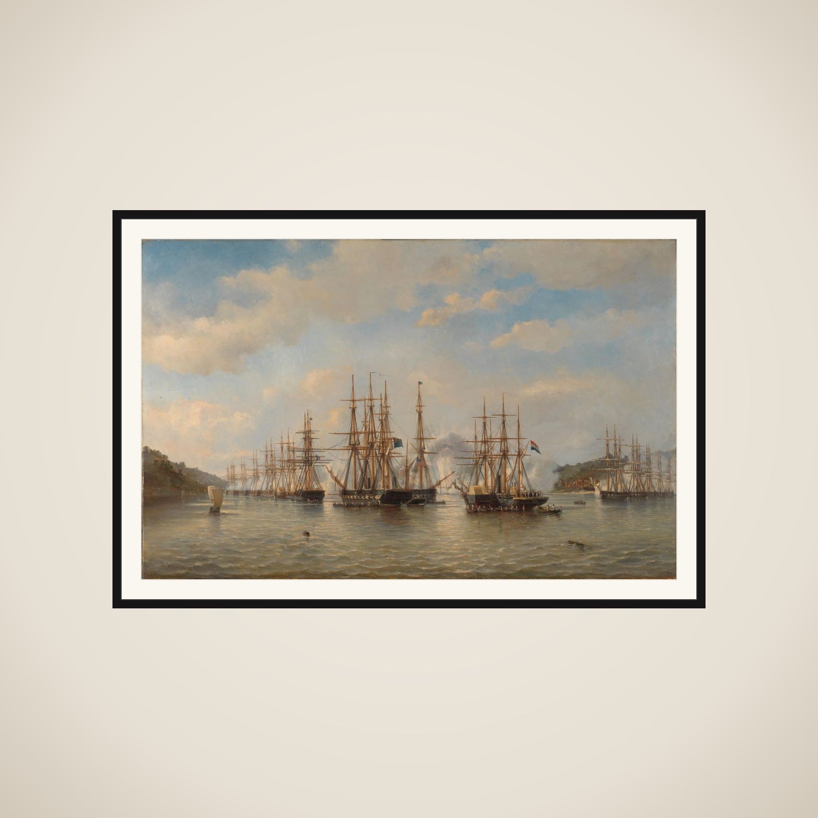 Dutch, English, French and American Squadrons in Japanese Waters during the Expedition led by the French Commander Constant Jaurès, September 1864 framed