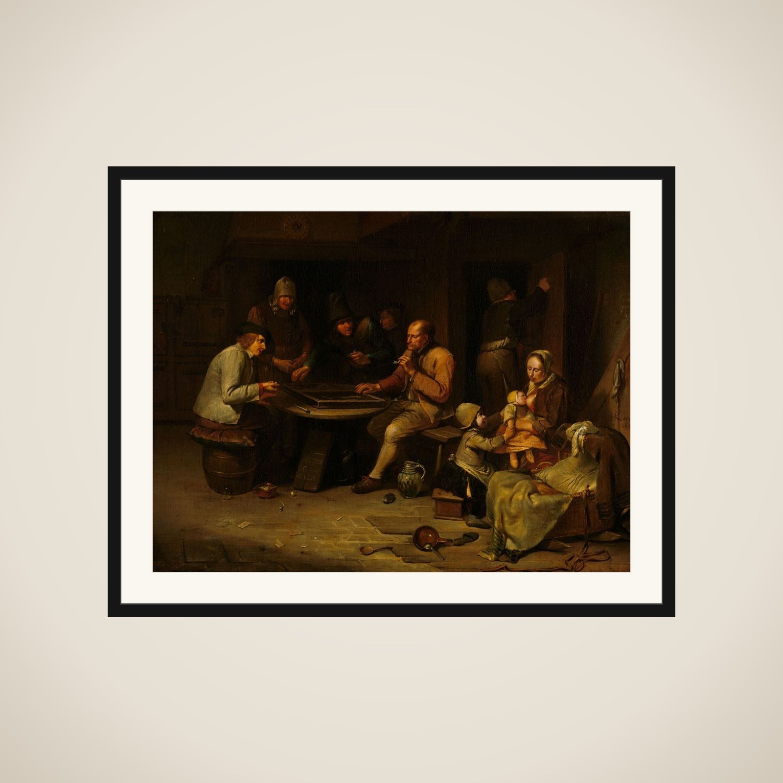 Ann Inn with Backgammon Players framed