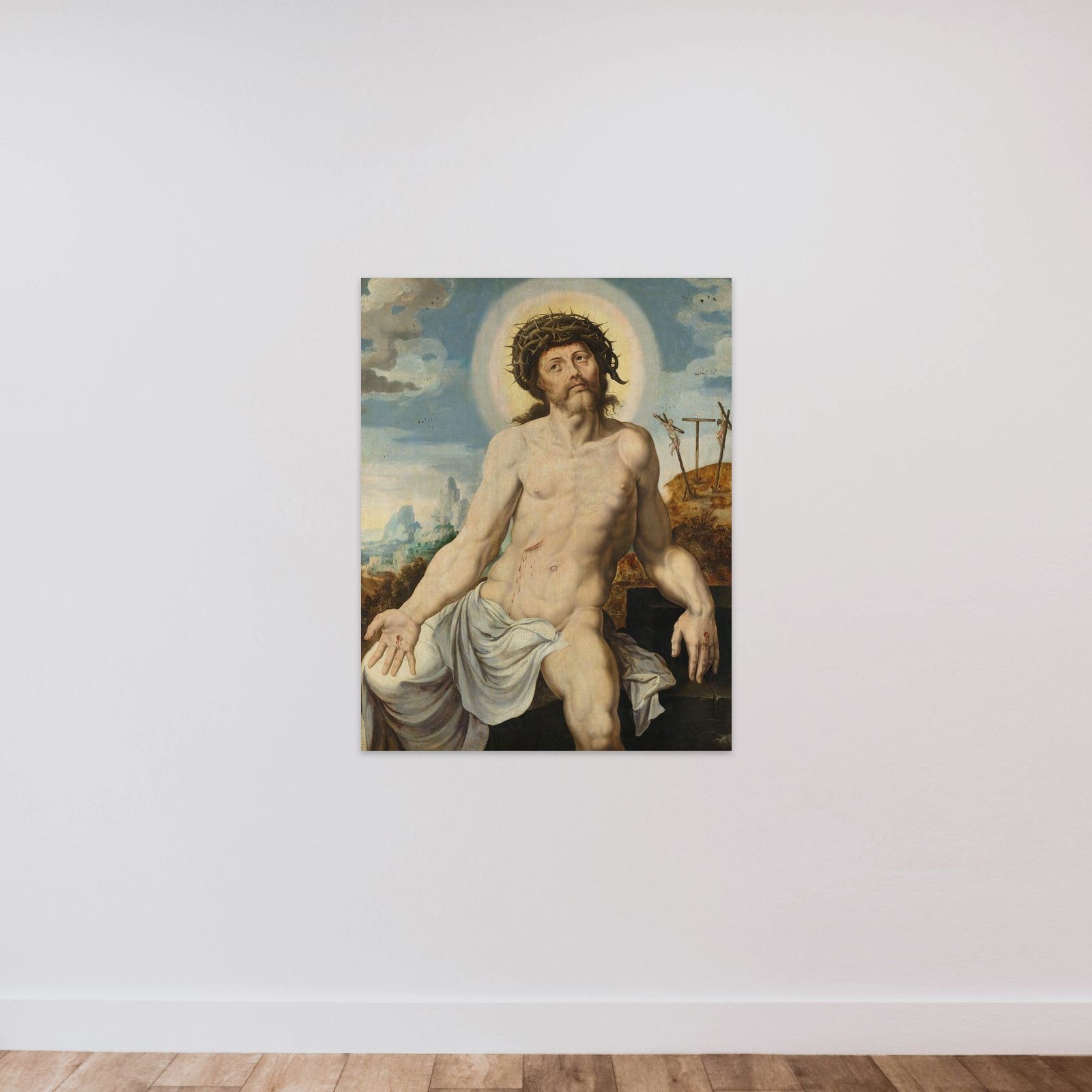 Christ as the Man of Sorrows unframed — shown to scale