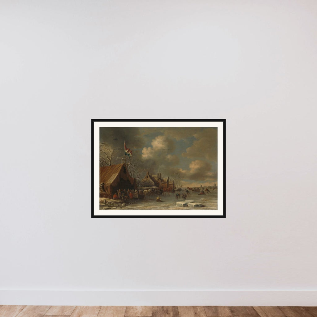 Enjoying the Ice framed — shown to scale