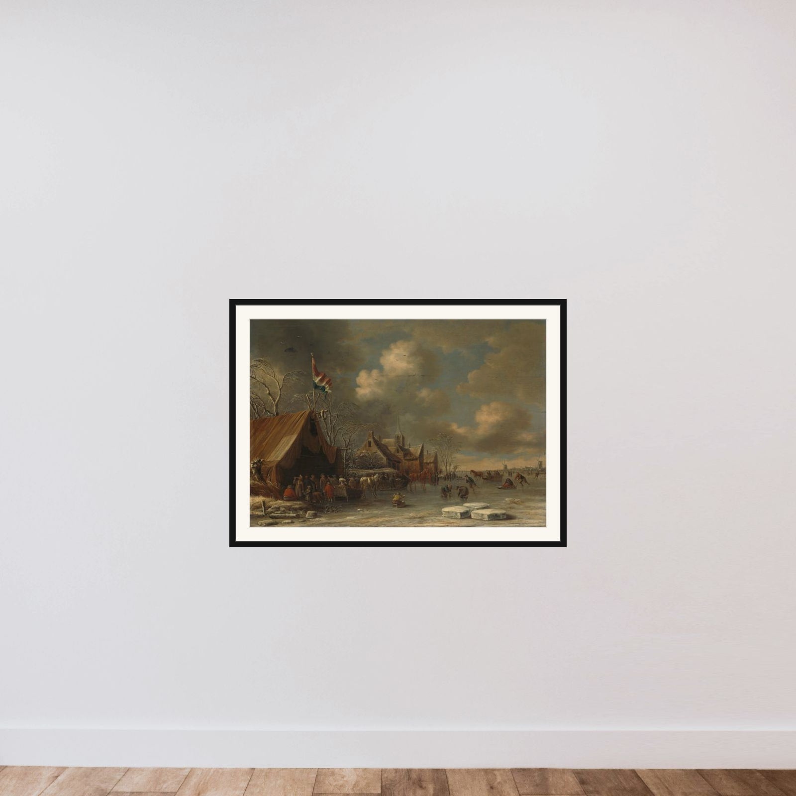 Enjoying the Ice framed — shown to scale