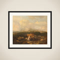 Italian Landscape with Cattle framed