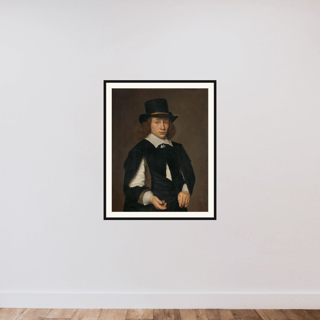 Portrait of Dirck Hendrick Meulenaer (1620-in or after 1649 ?) framed — shown to scale