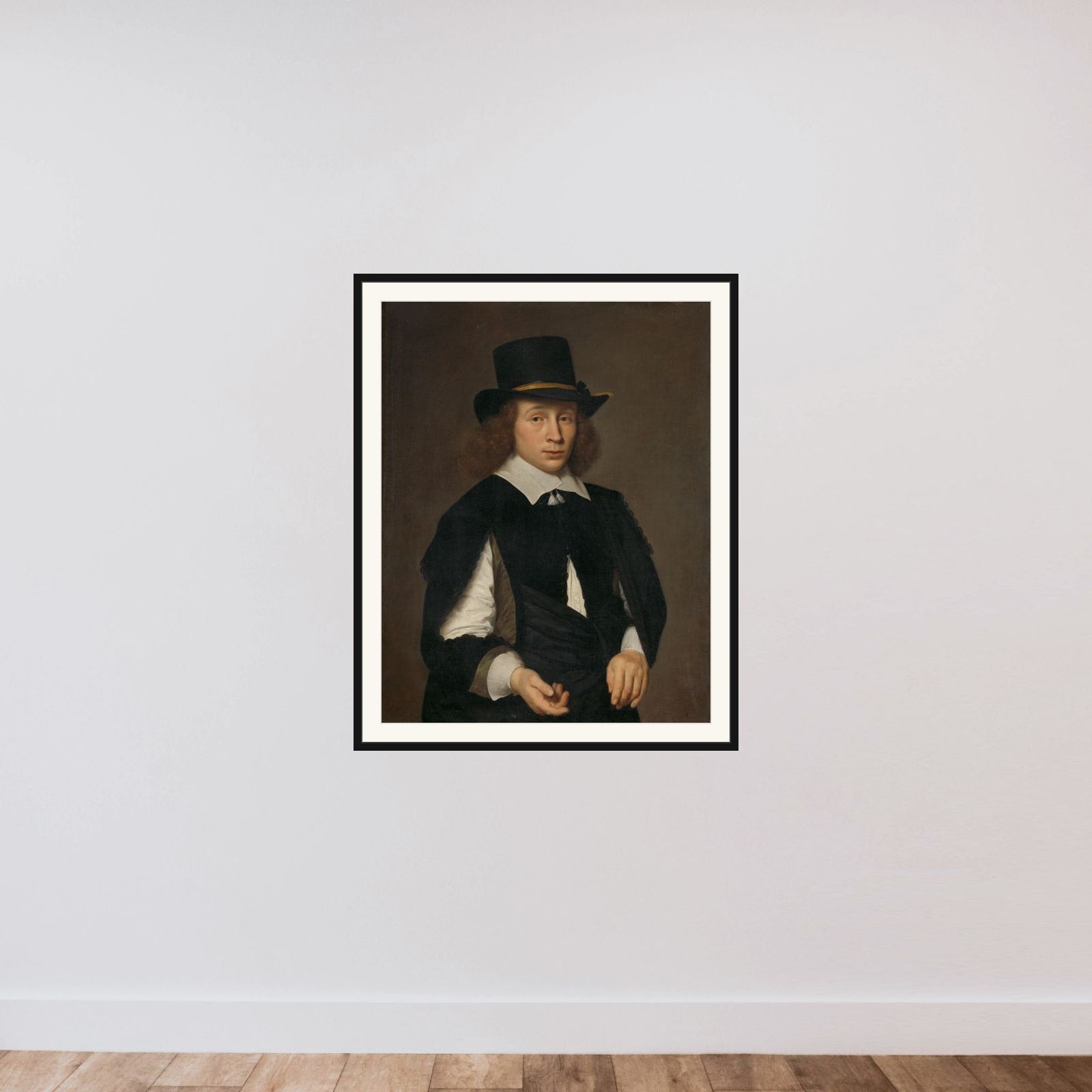 Portrait of Dirck Hendrick Meulenaer (1620-in or after 1649 ?) framed — shown to scale