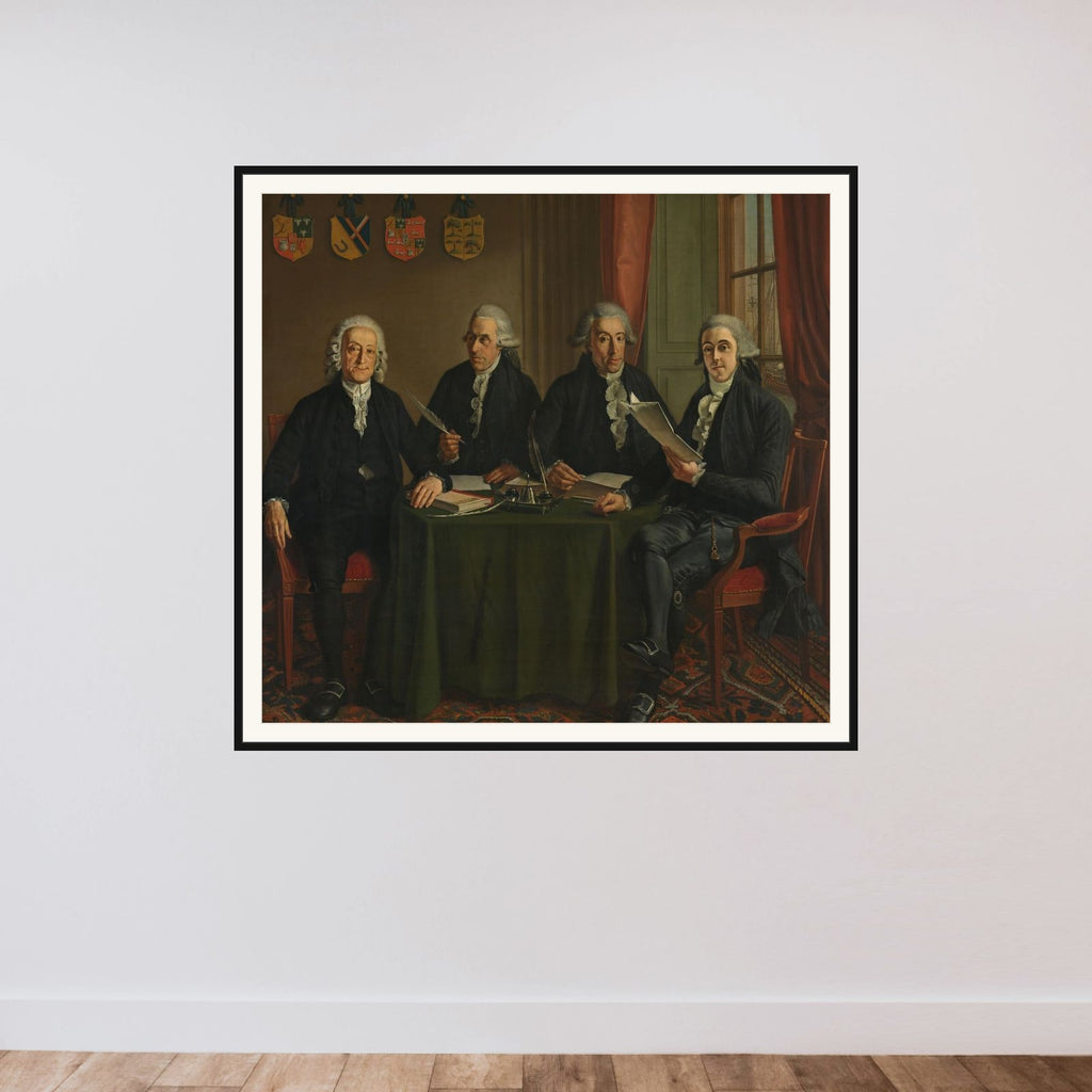 The Four Chief Commissioners of the Amsterdam Harbor Works framed — shown to scale