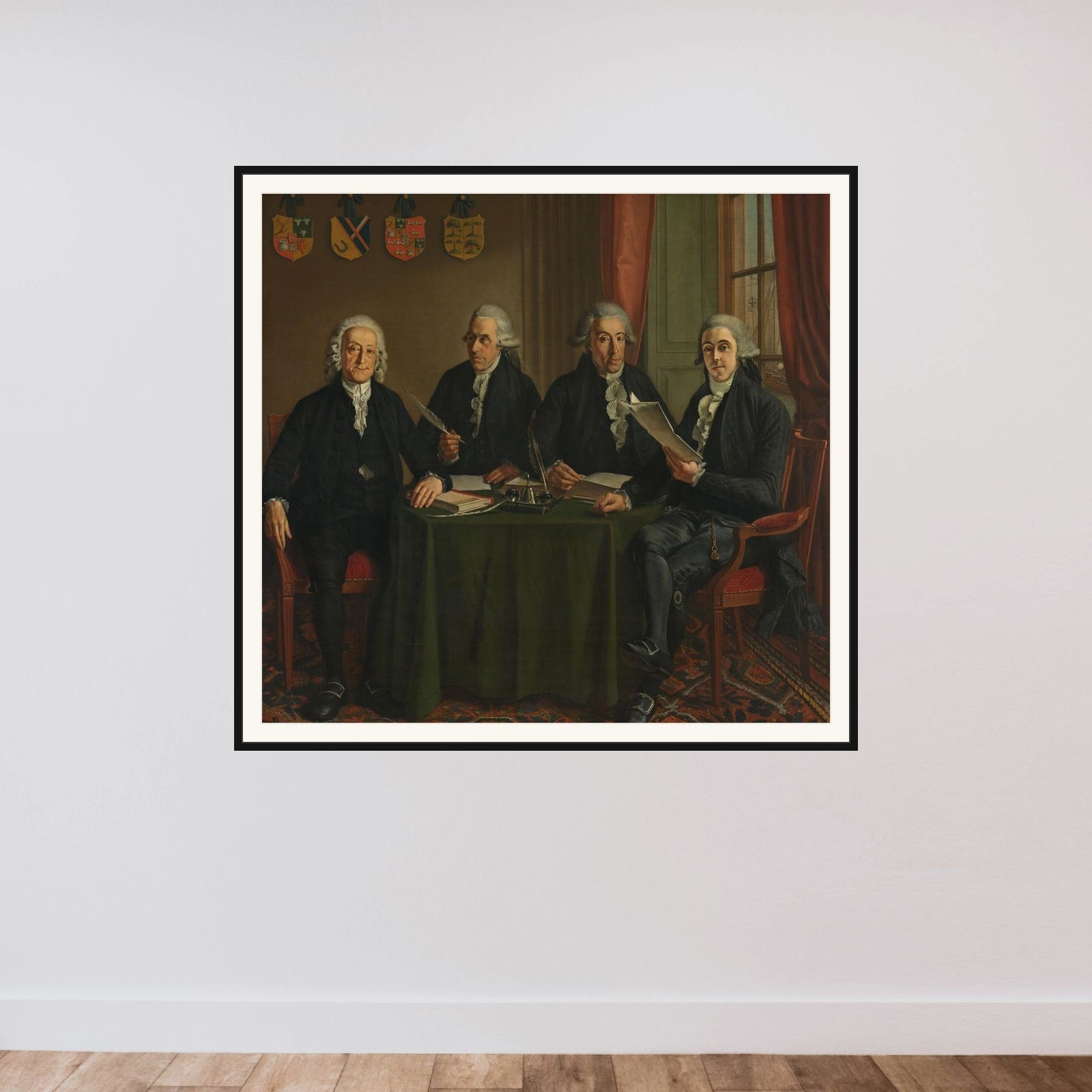 The Four Chief Commissioners of the Amsterdam Harbor Works framed — shown to scale