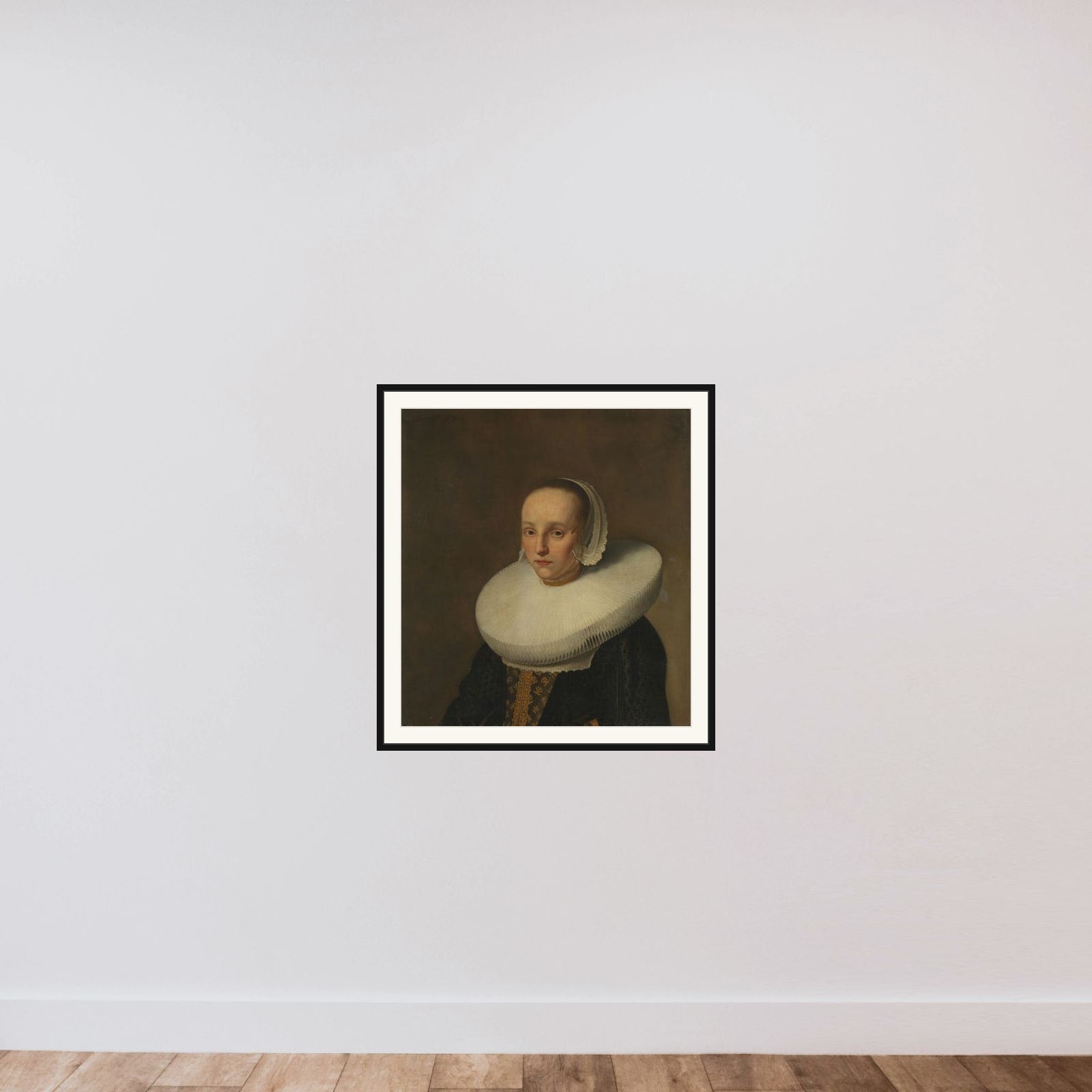 Portrait of Anna van der Does (1609-1650) framed — shown to scale