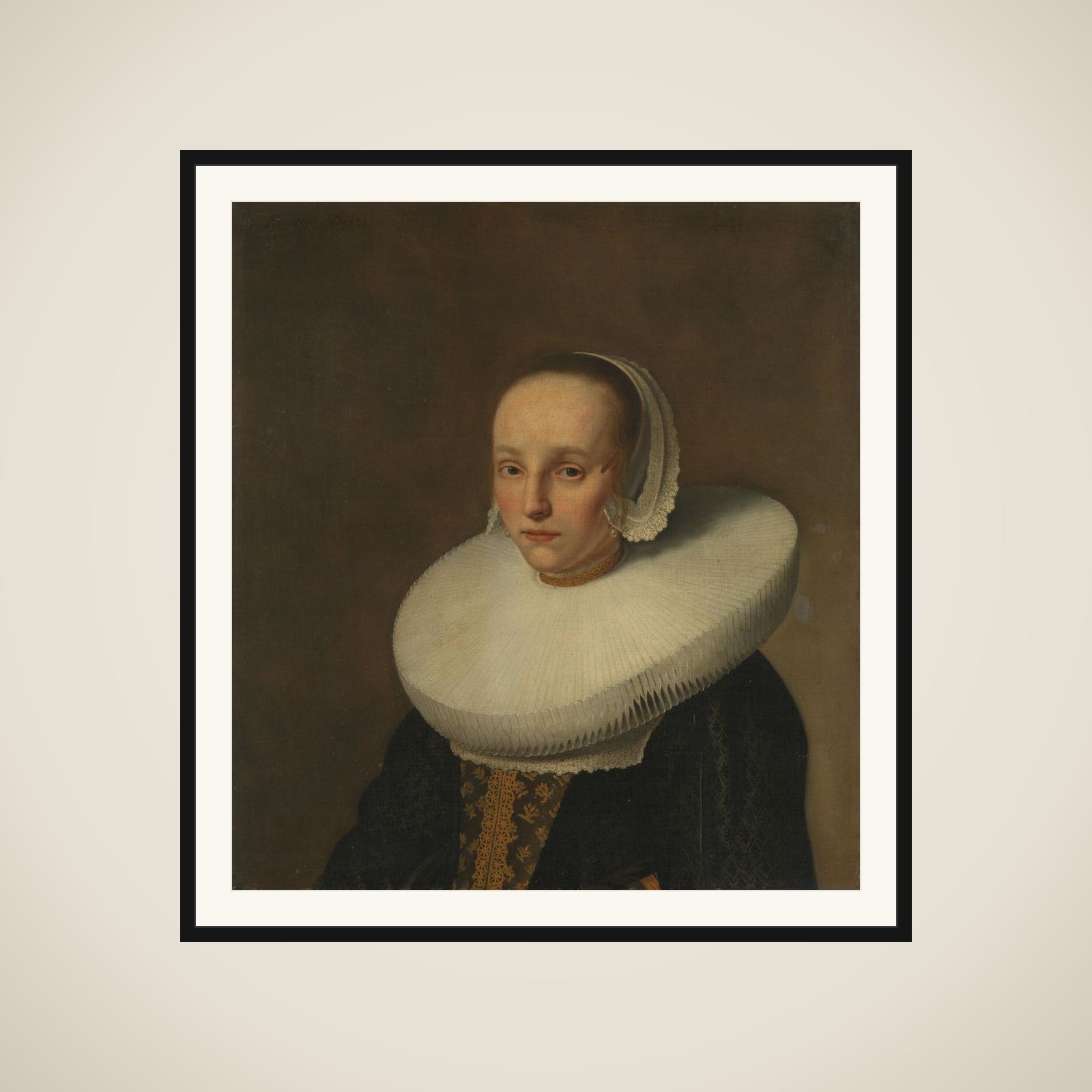 Portrait of Anna van der Does (1609-1650) framed