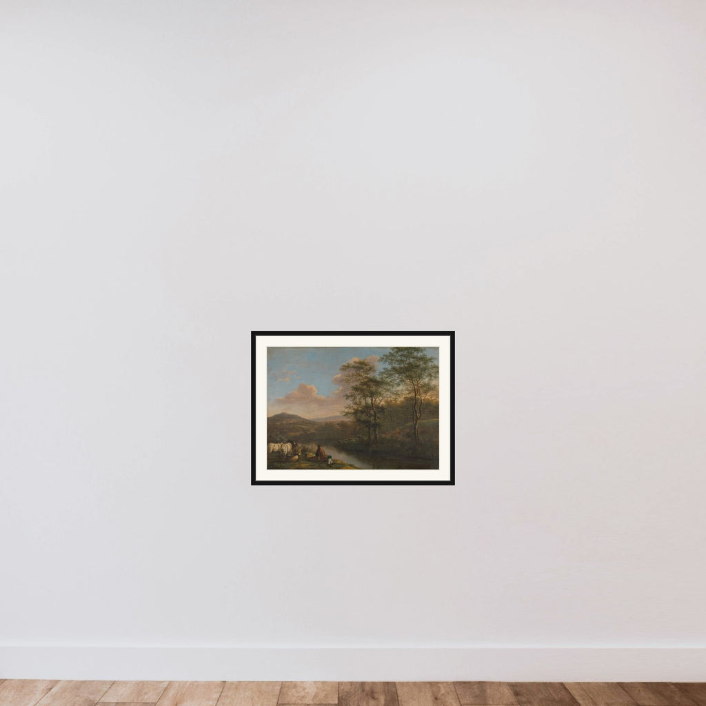 Italian Landscape with Resting Herdman framed — shown to scale