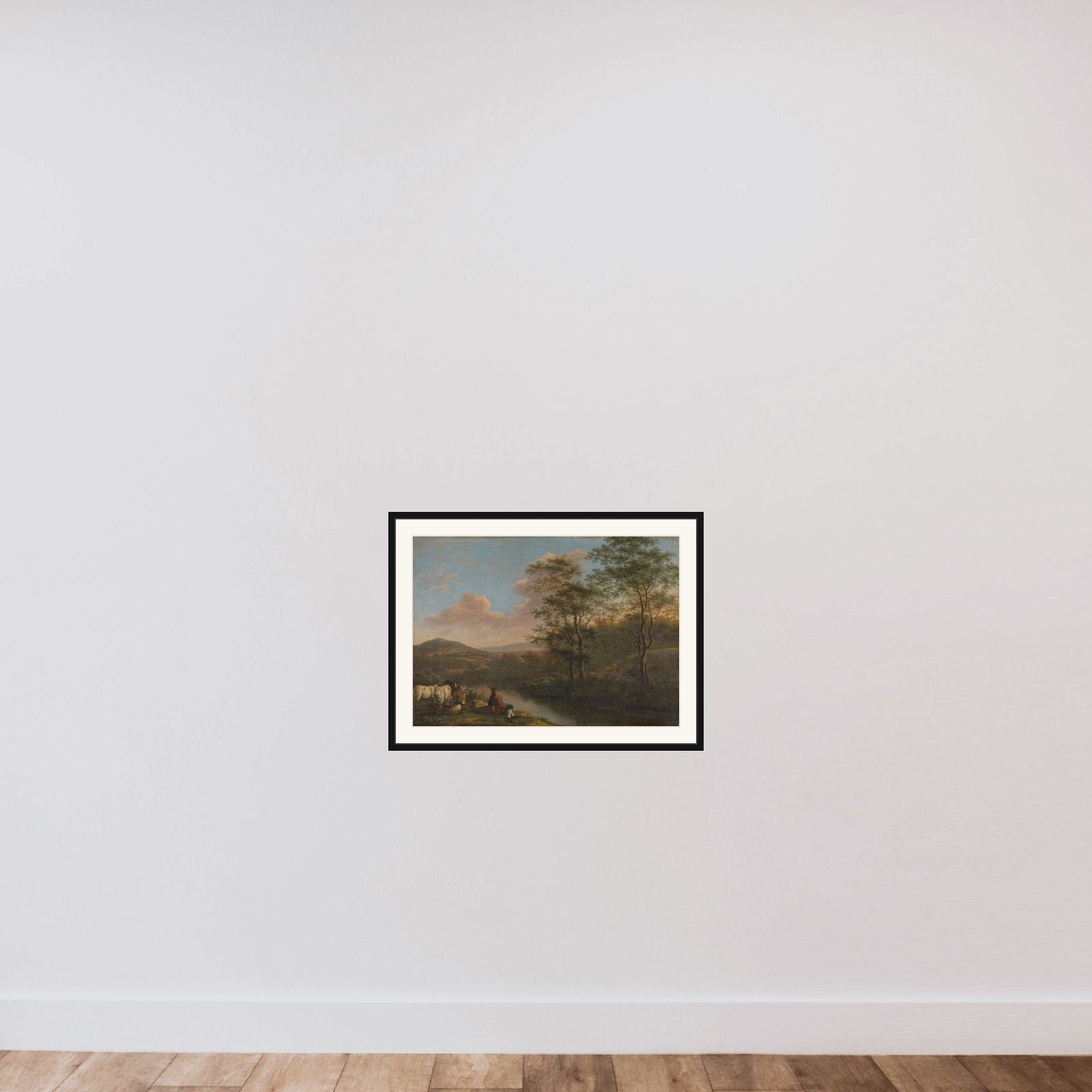 Italian Landscape with Resting Herdman framed — shown to scale