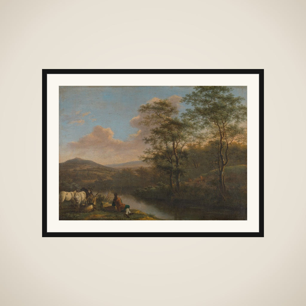 Italian Landscape with Resting Herdman framed